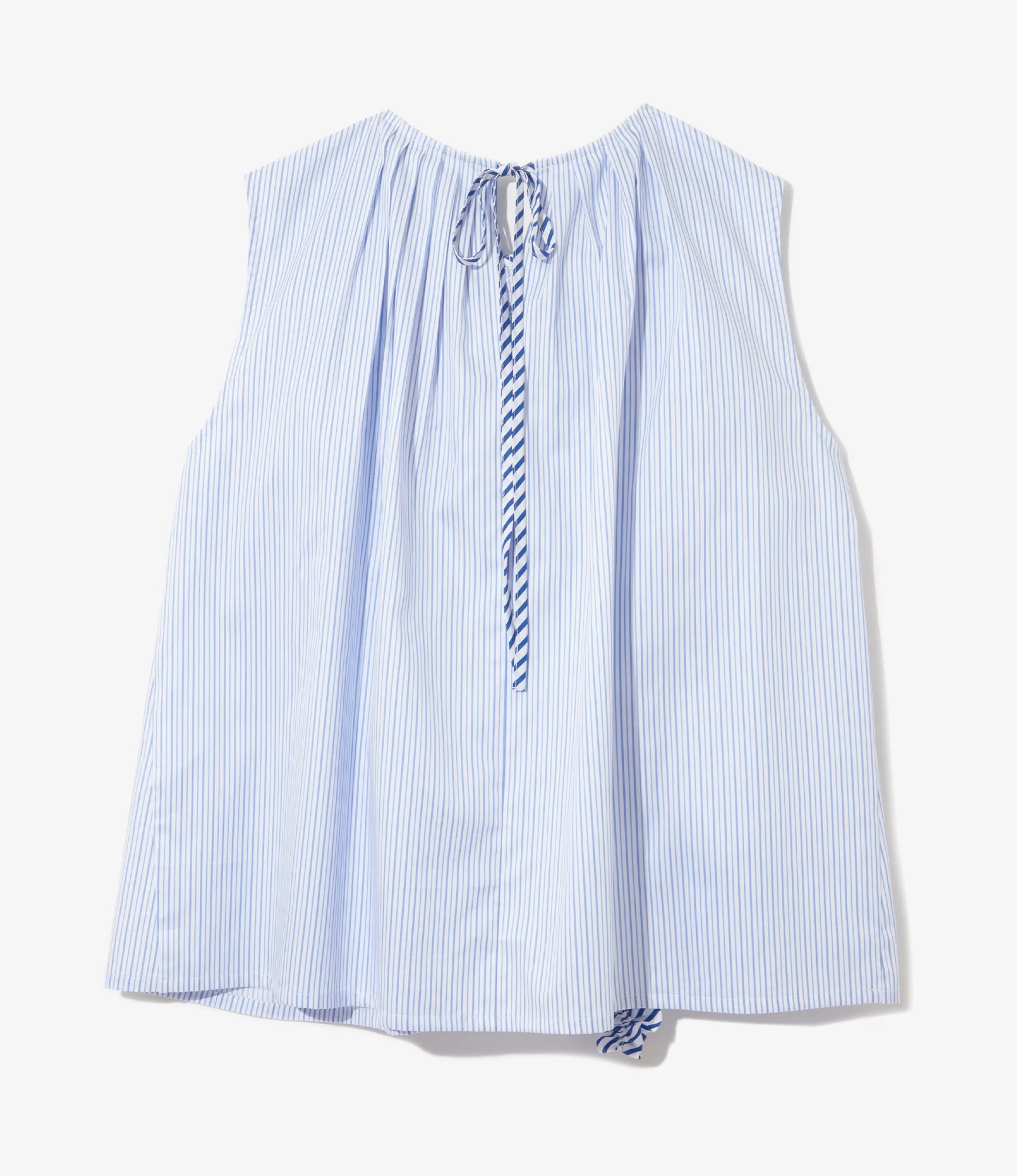 Women's Sleeveless Frill Shirt - White - Stripe - Image 3