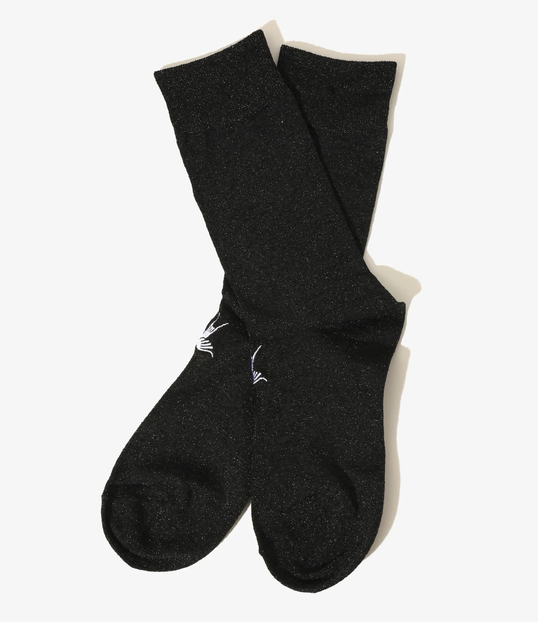 Women's Swallow Stitch Glitter Socks - Black