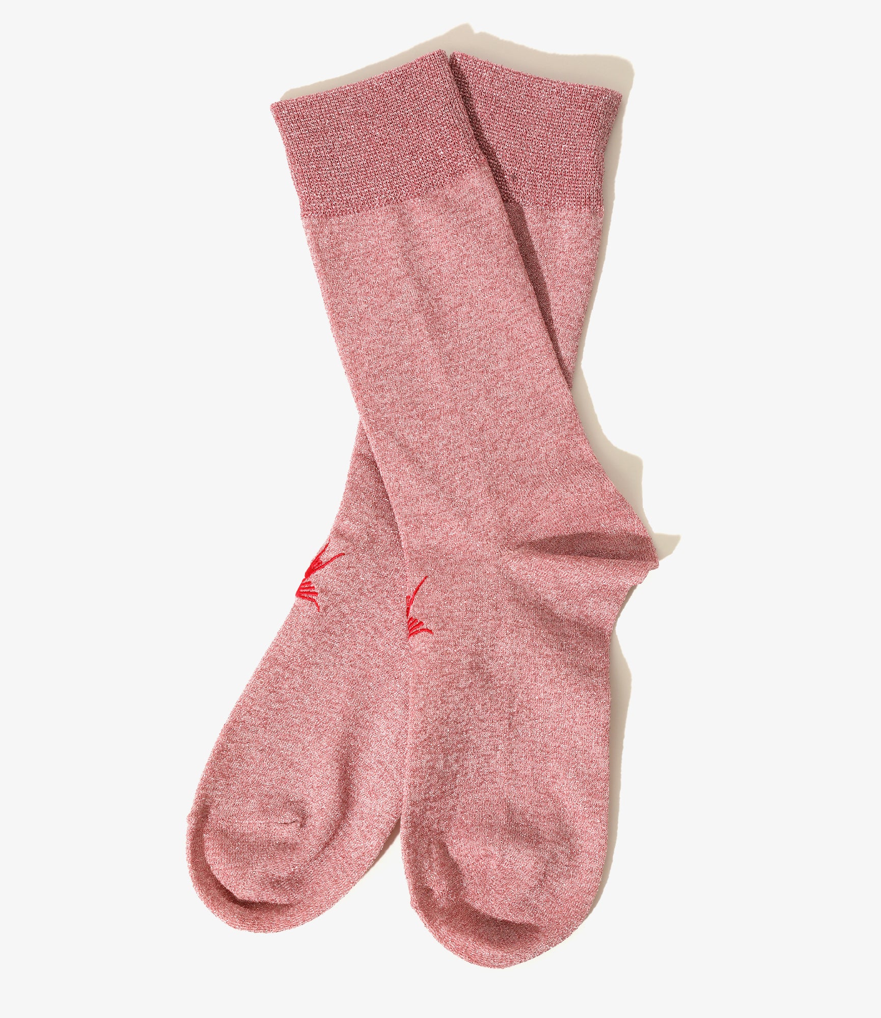 Women's Swallow Stitch Glitter Socks - Pink