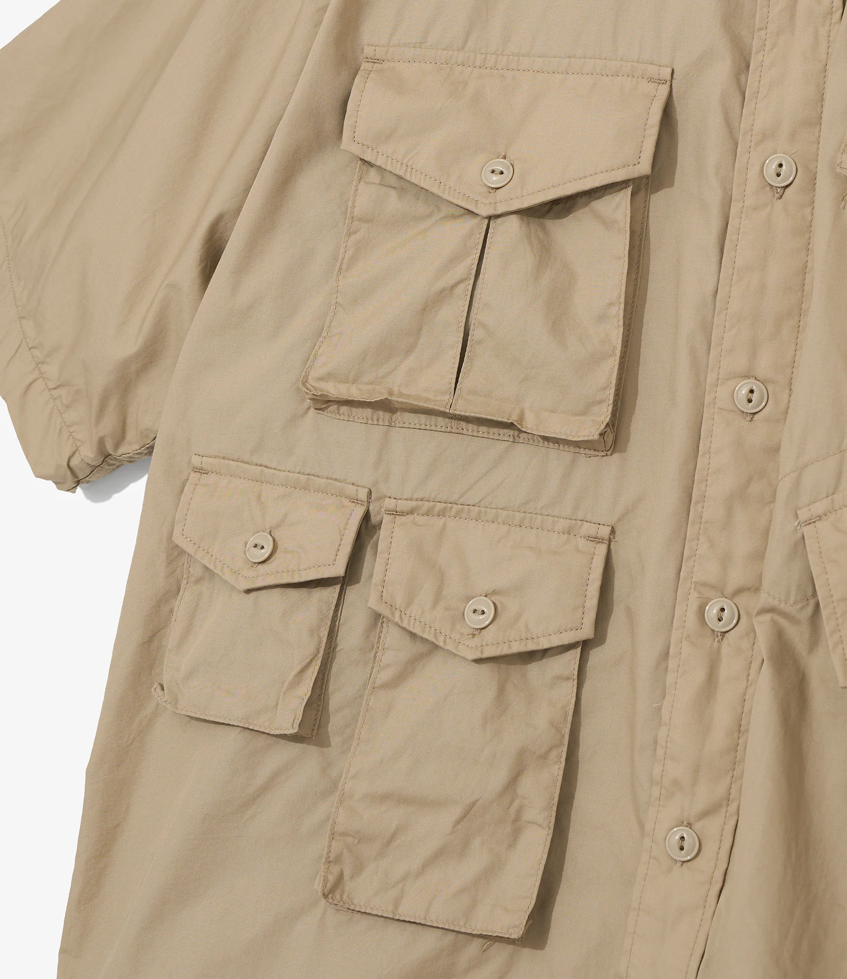 S/S Cargo Shirt for NNY x Blue in Green - Khaki Superfine Poplin - Image 3