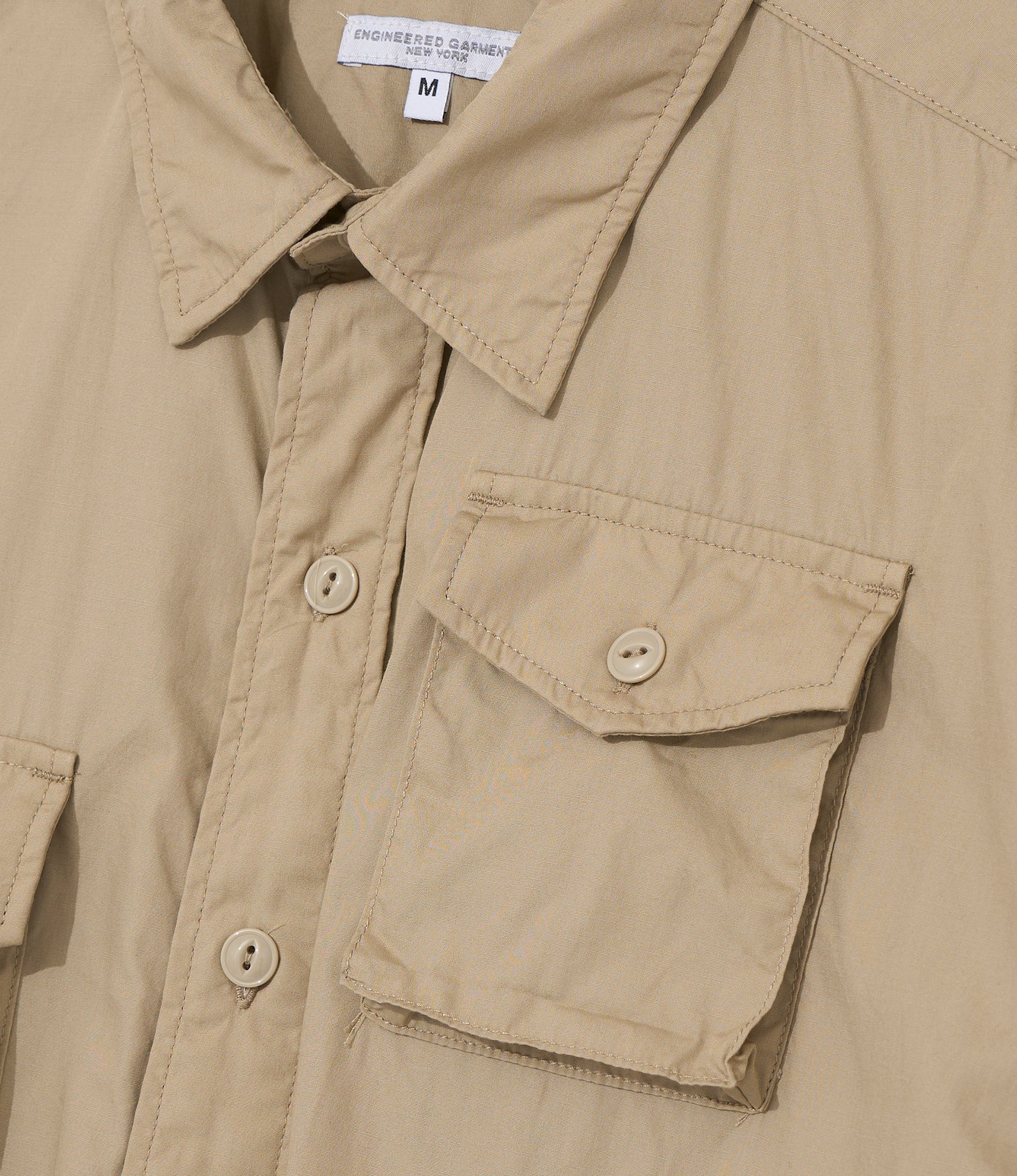 S/S Cargo Shirt for NNY x Blue in Green - Khaki Superfine Poplin - Image 4