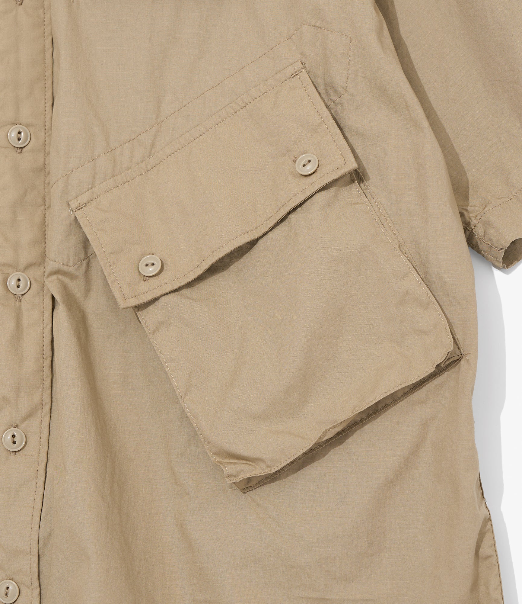 S/S Cargo Shirt for NNY x Blue in Green - Khaki Superfine Poplin - Image 5