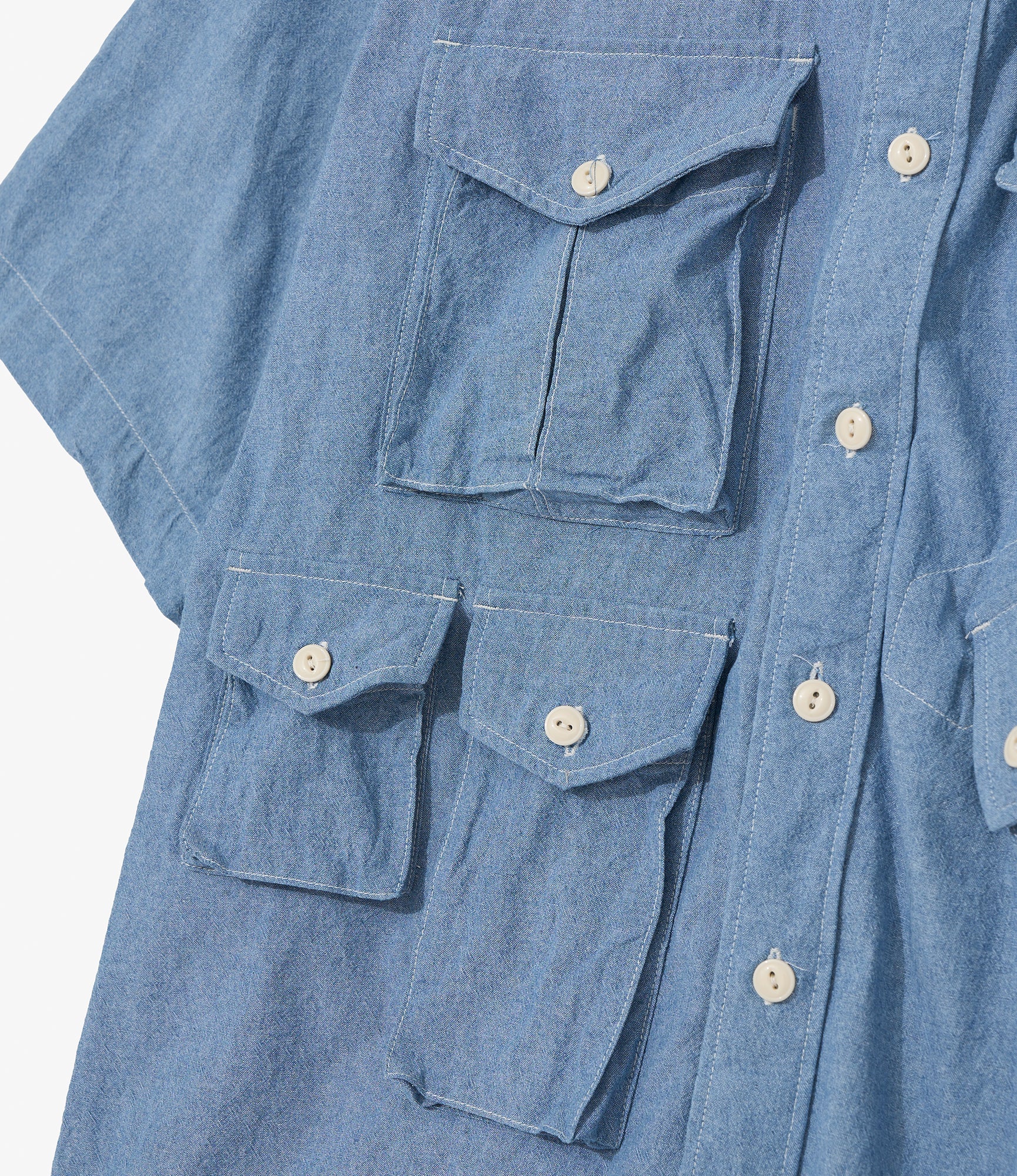 S/S Cargo Shirt for NNY x Blue in Green - Lt. Blue 4.5oz Cotton Chambray - Image 3
