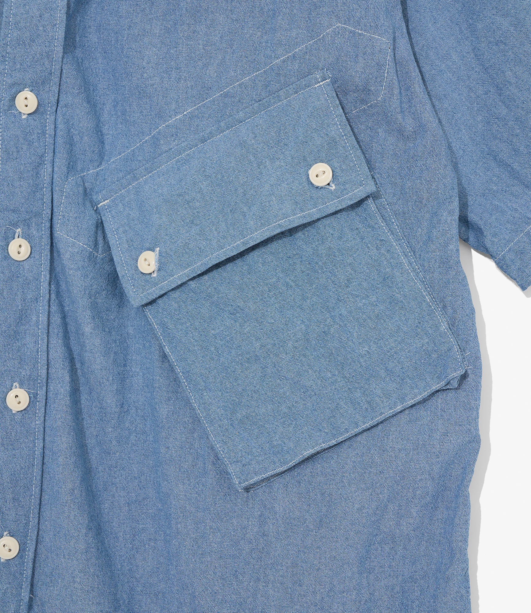 S/S Cargo Shirt for NNY x Blue in Green - Lt. Blue 4.5oz Cotton Chambray - Image 5