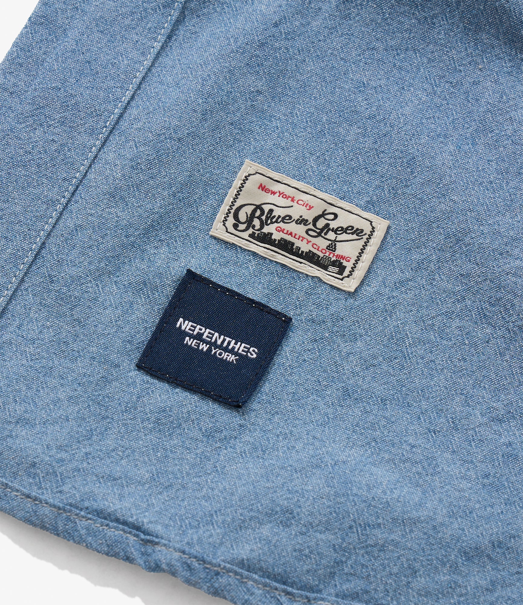 S/S Cargo Shirt for NNY x Blue in Green - Lt. Blue 4.5oz Cotton Chambray - Image 6