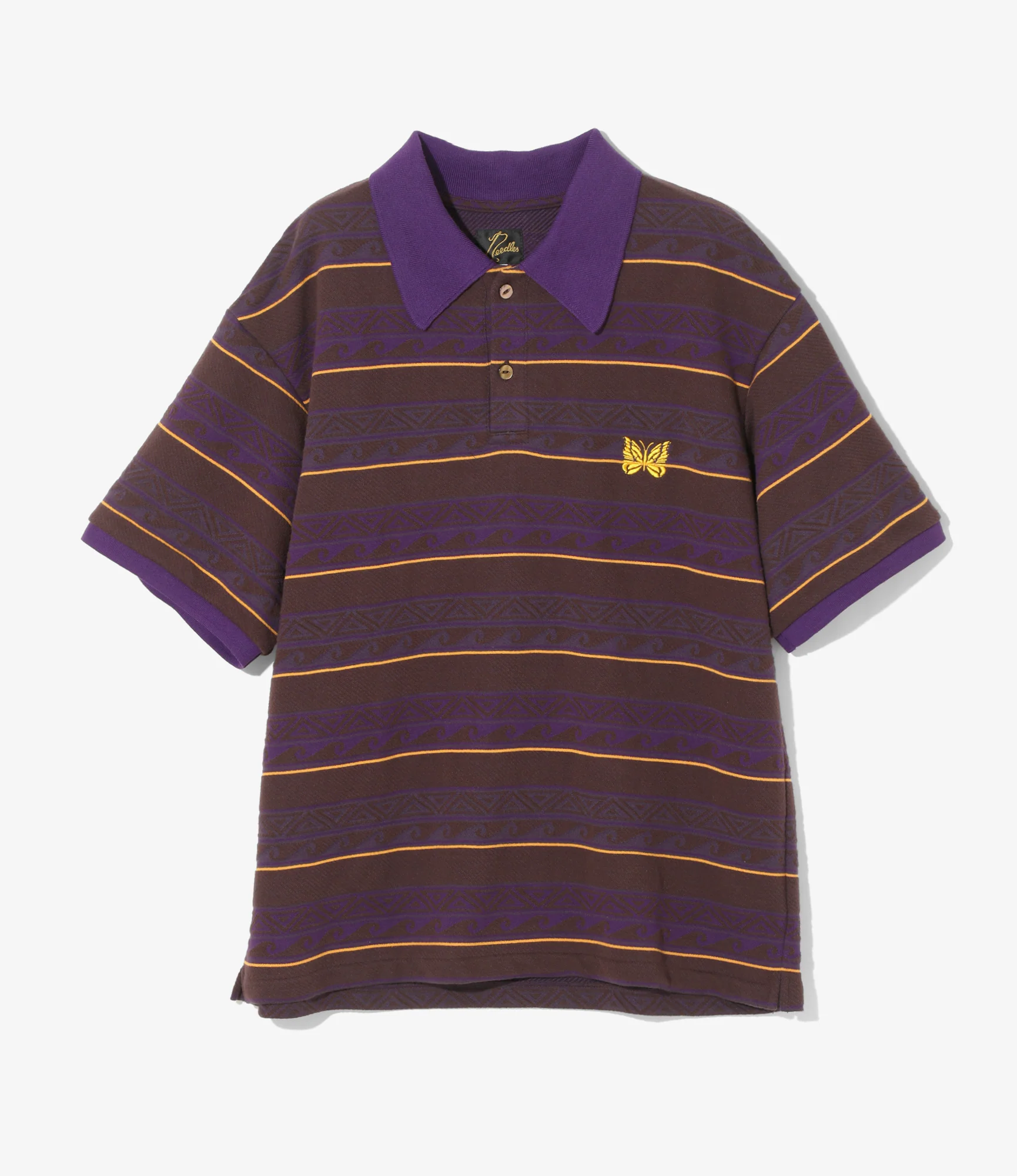 S/S Polo - Brown/Purple - Cotton Jacquard Jersey