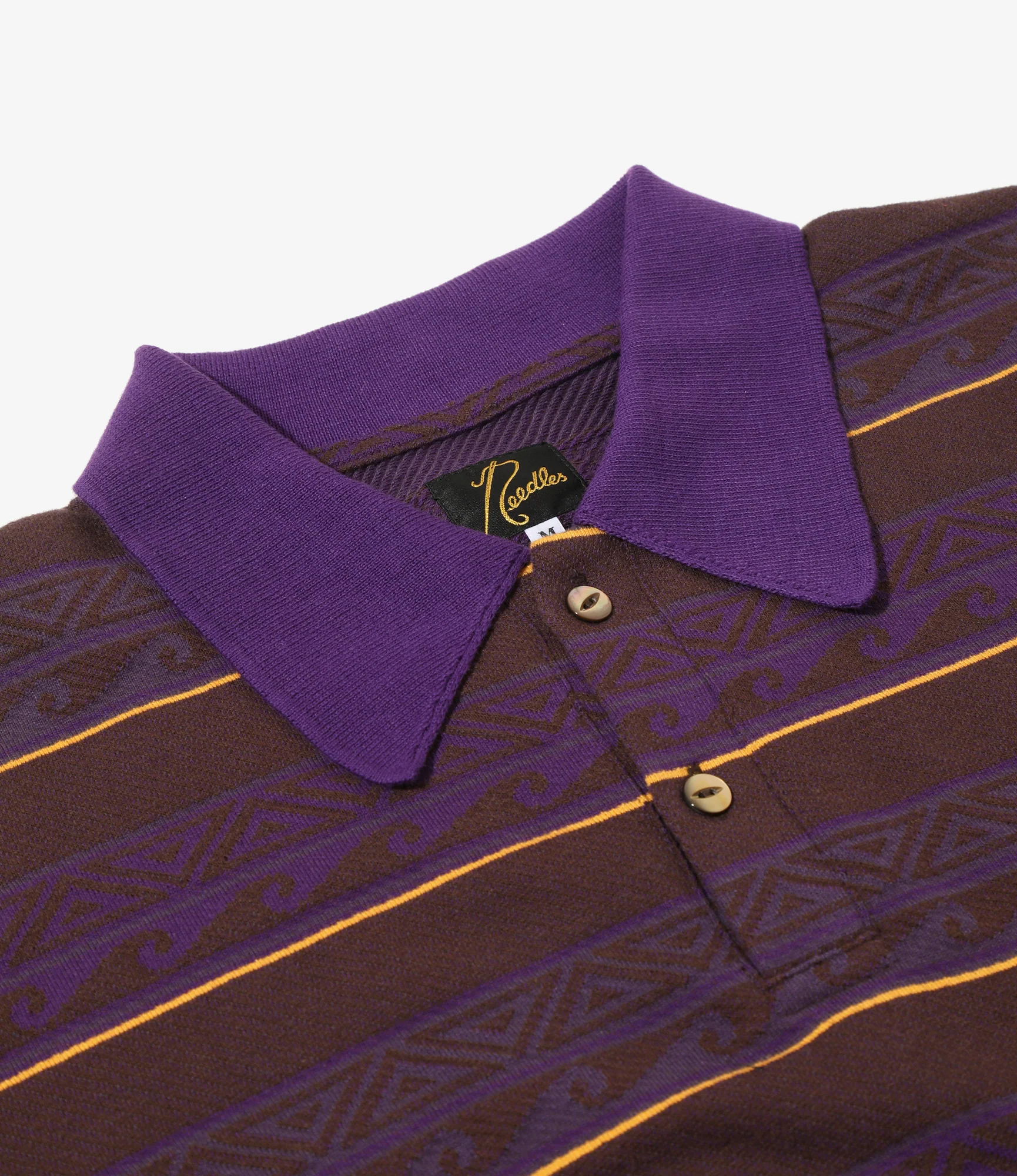 S/S Polo - Brown/Purple - Cotton Jacquard Jersey - Image 2