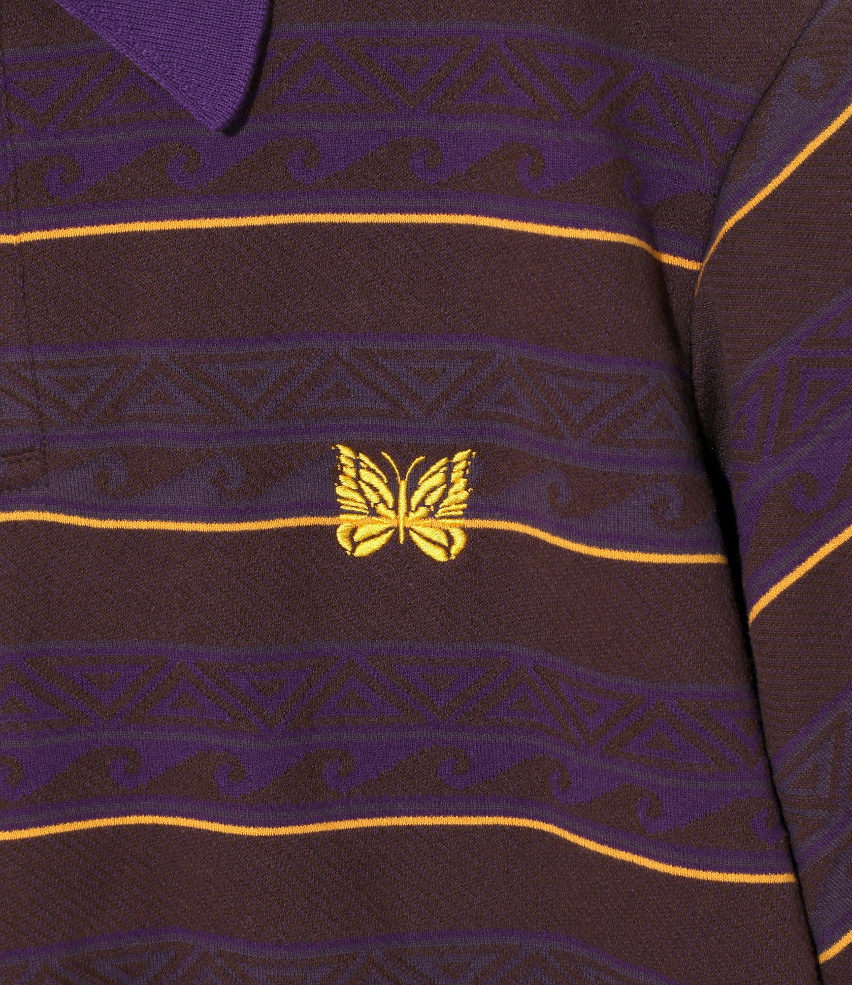 S/S Polo - Brown/Purple - Cotton Jacquard Jersey - Image 3