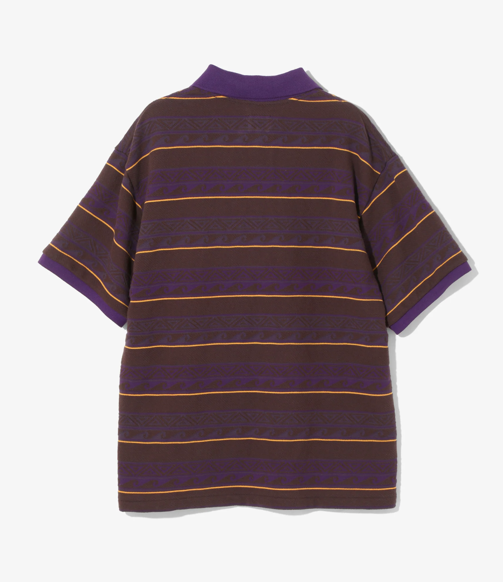 S/S Polo - Brown/Purple - Cotton Jacquard Jersey - Image 4