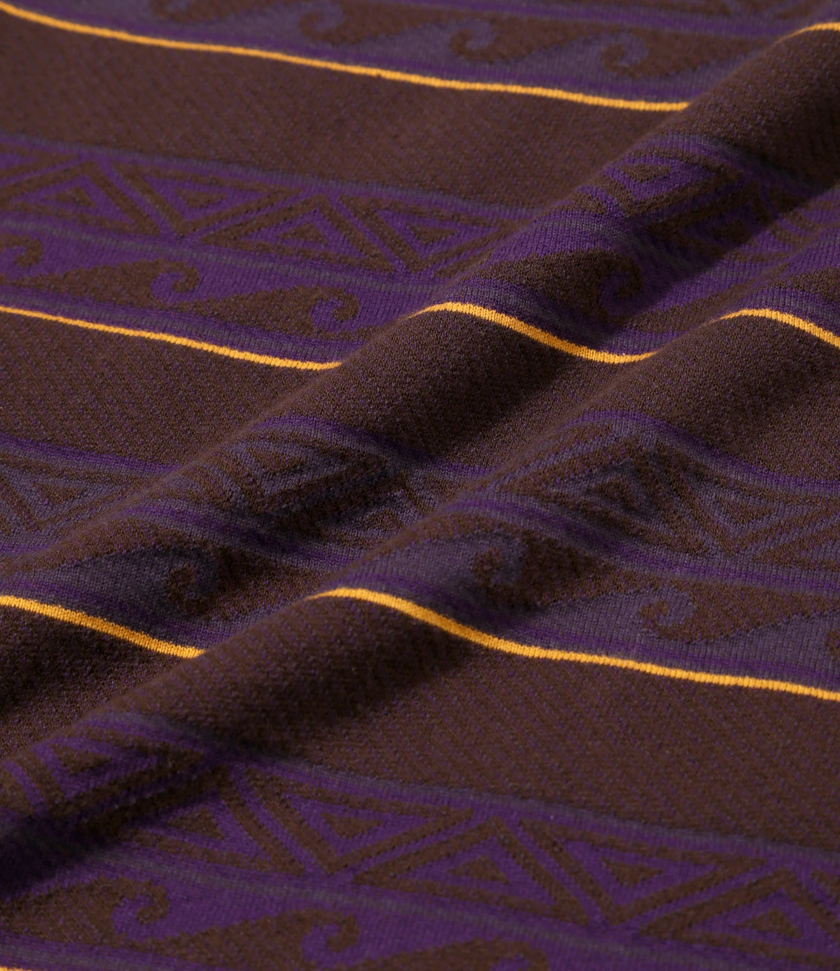 S/S Polo - Brown/Purple - Cotton Jacquard Jersey - Image 5