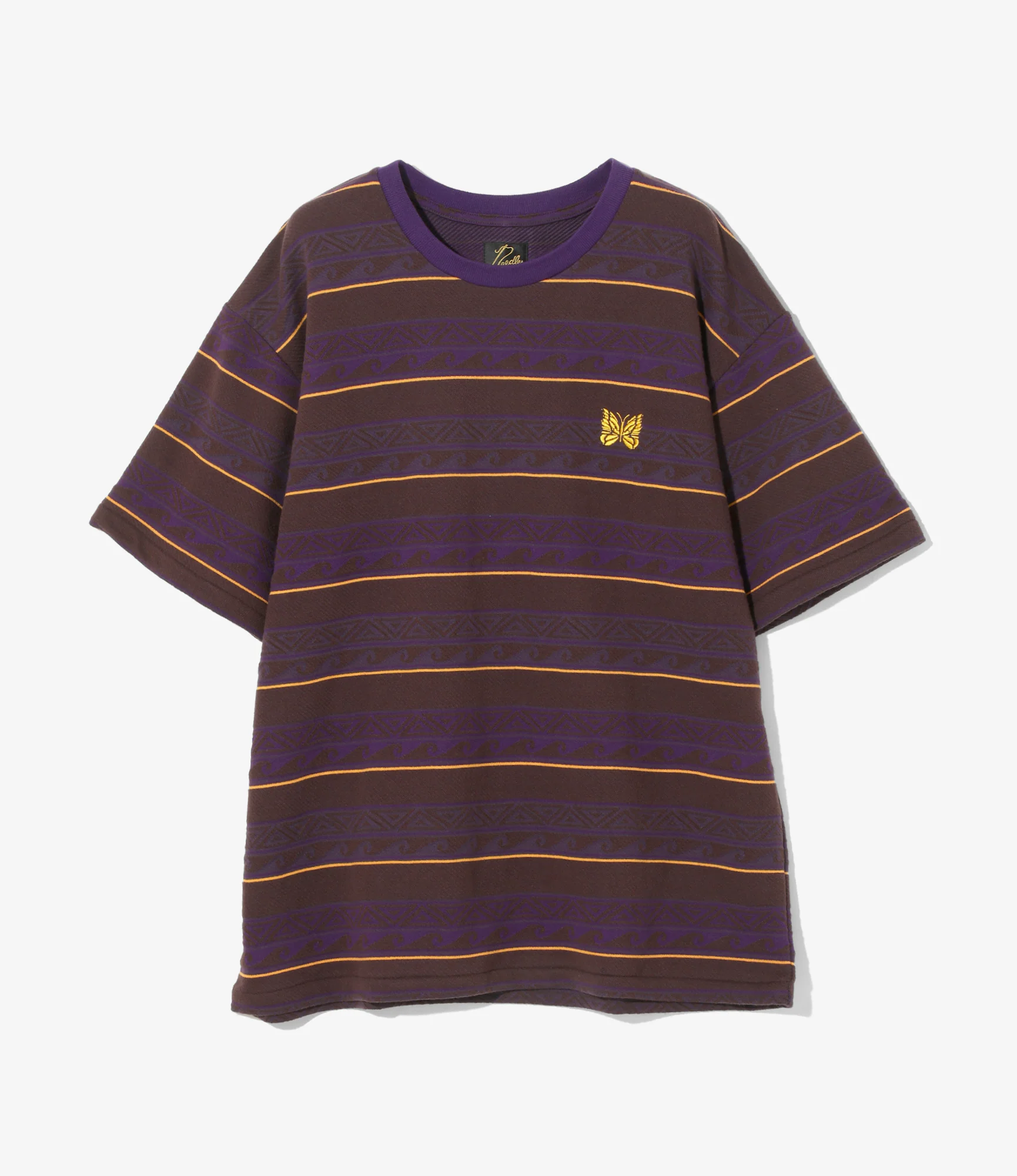 S/S Tee - Brown/Purple - Cotton Jacquard Jersey