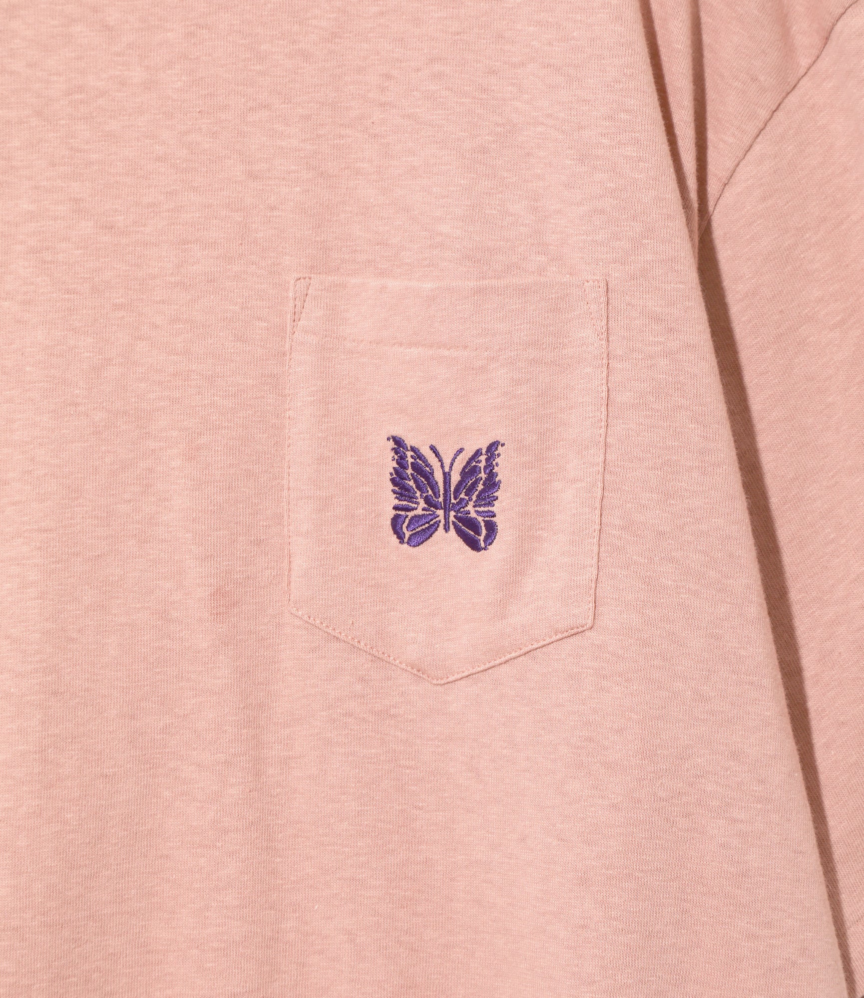 S/S Papillon Emb. Pocket Tee - Pink - Cotton Jersey - Image 2