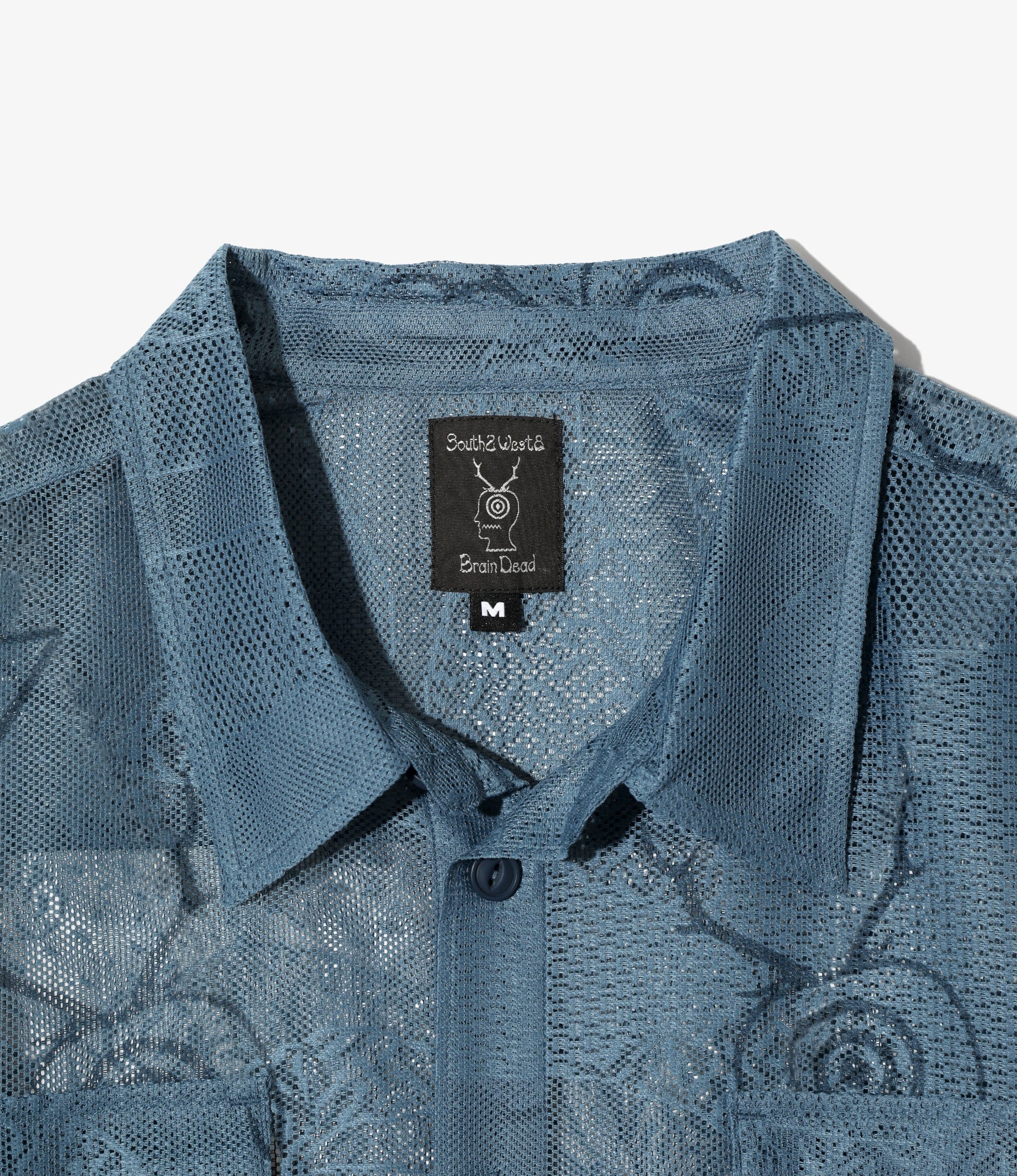 S2W8 x Brain Dead - Engineered Mesh Fishing Button Up Shirt - Slate - Image 3