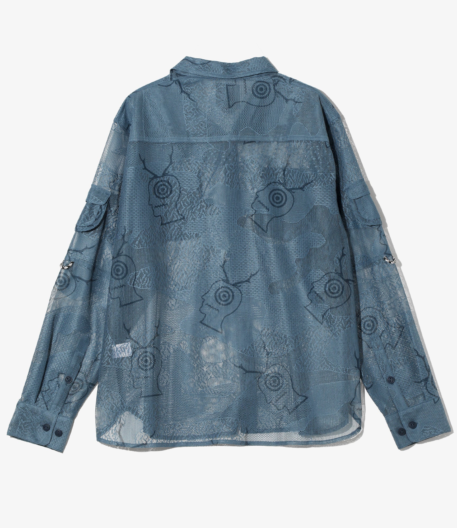 S2W8 x Brain Dead - Engineered Mesh Fishing Button Up Shirt - Slate - Image 4