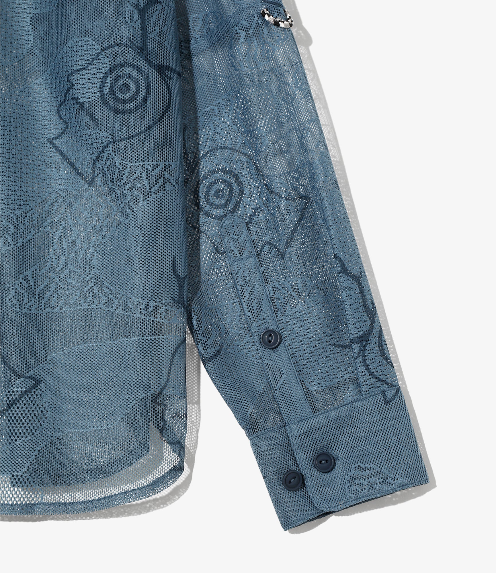 S2W8 x Brain Dead - Engineered Mesh Fishing Button Up Shirt - Slate - Image 5
