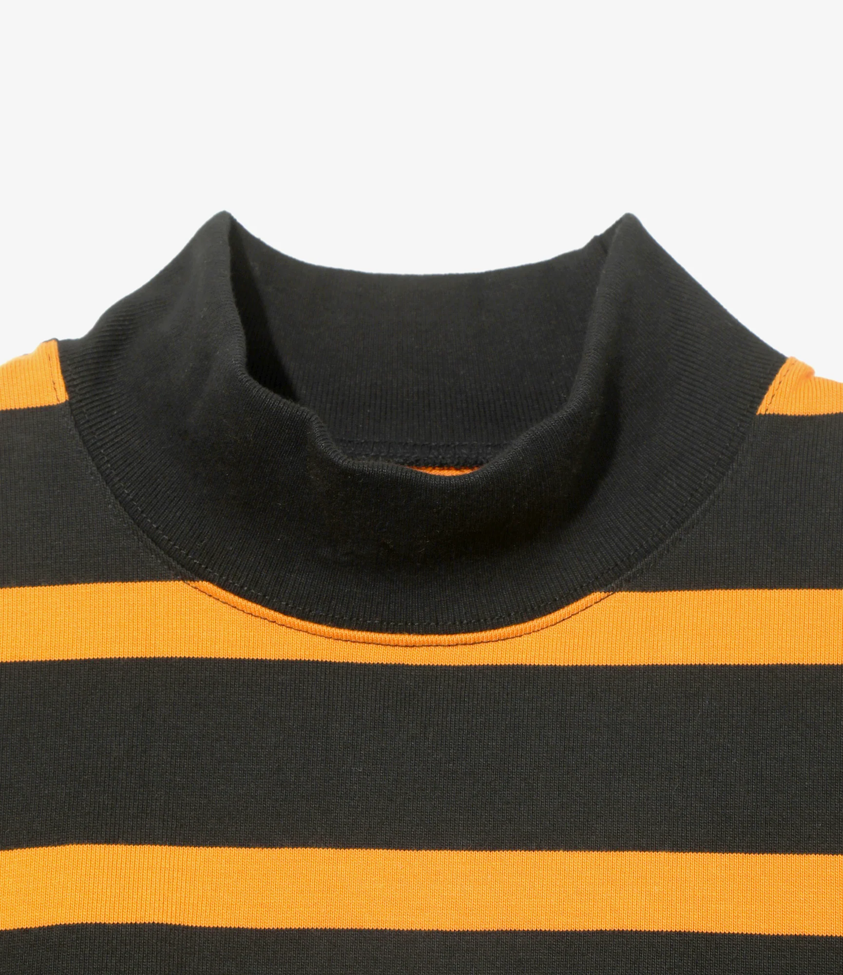 L/S Mock Neck Tee - Orange/Black - Stripe Cotton Jersey - Image 2