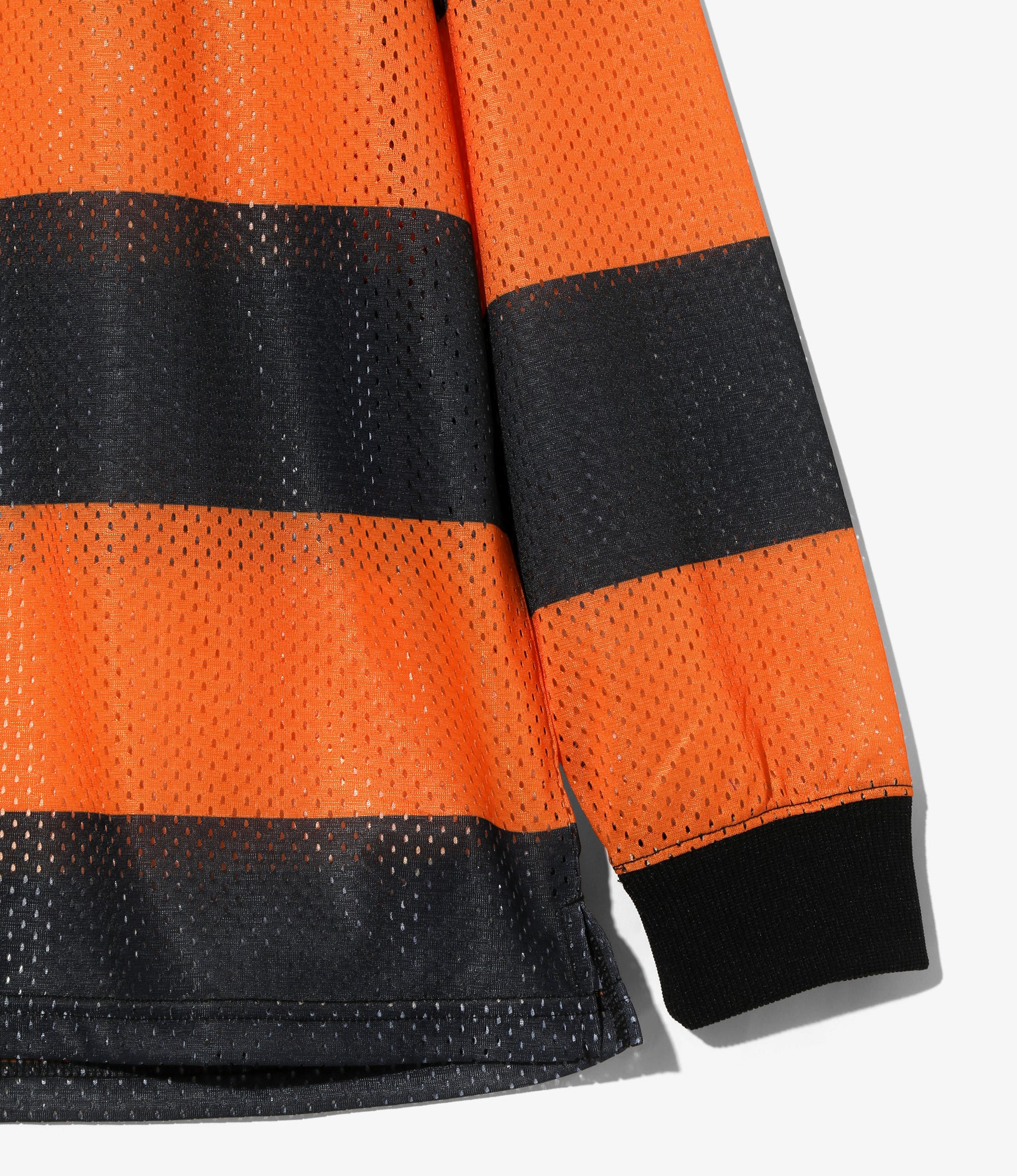 L/S Mock Neck Tee - Orange/Black - Stripe Mesh - Image 3
