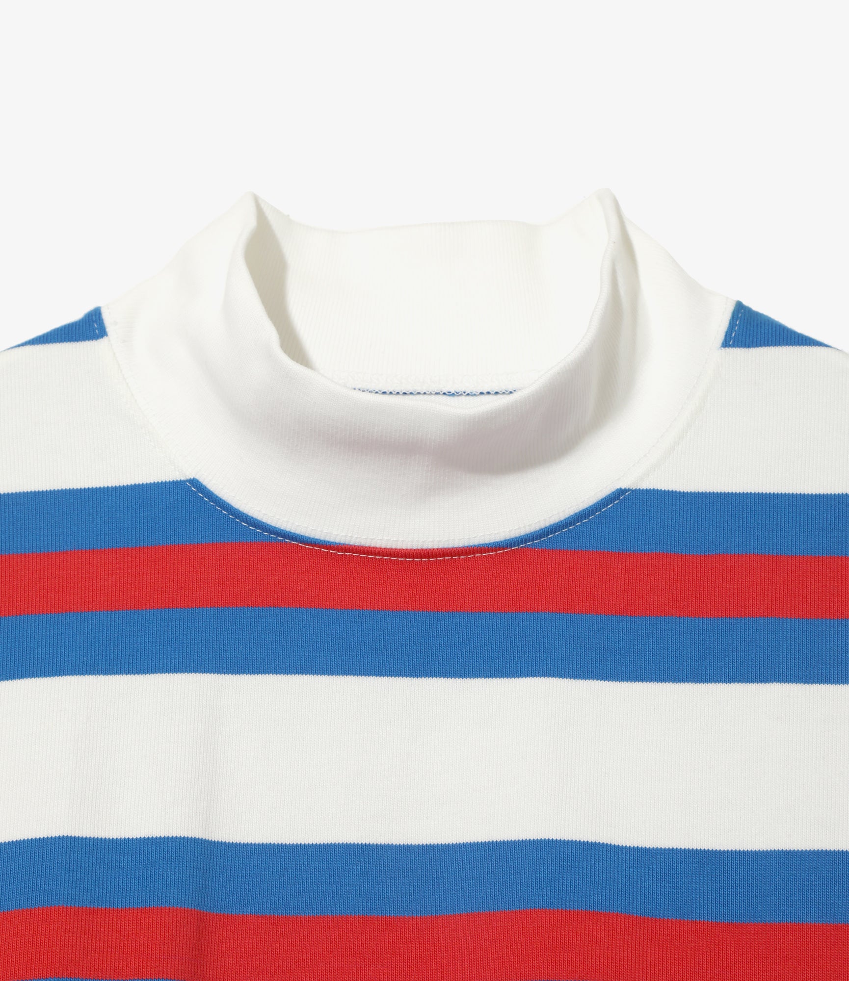 L/S Mock Neck Tee - Tricolour - Stripe Cotton Jersey - Image 2