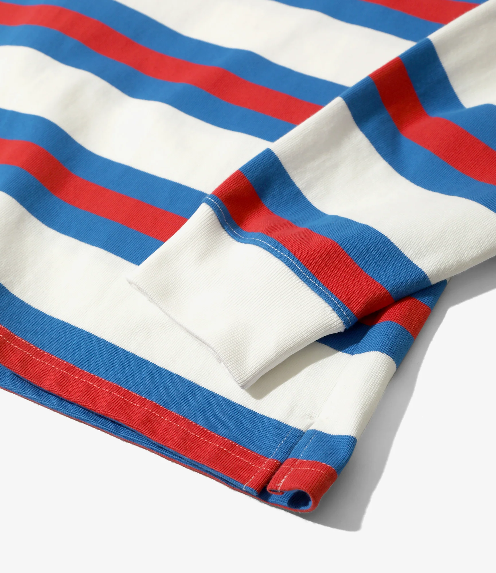 L/S Mock Neck Tee - Tricolour - Stripe Cotton Jersey - Image 3