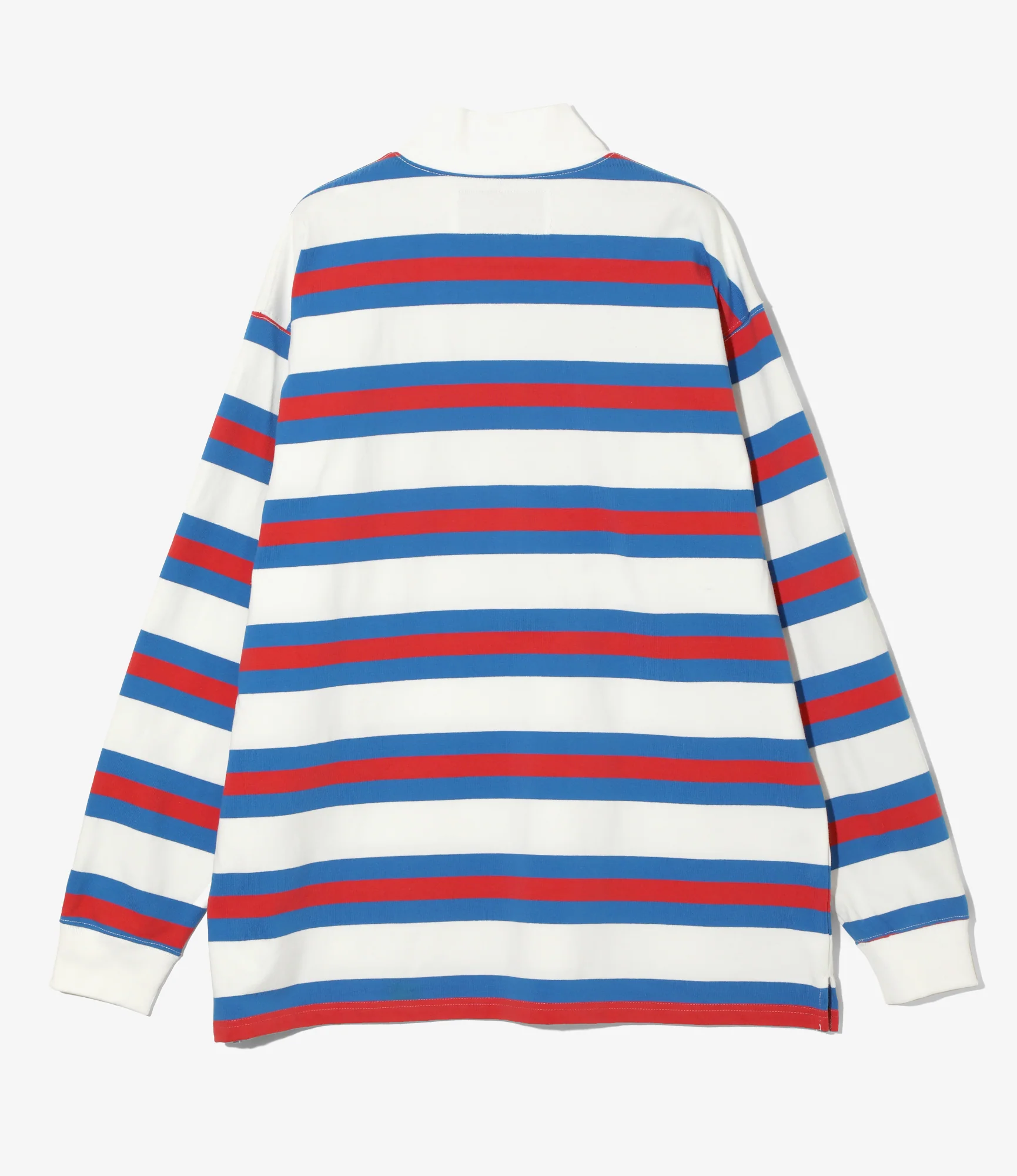 L/S Mock Neck Tee - Tricolour - Stripe Cotton Jersey - Image 4