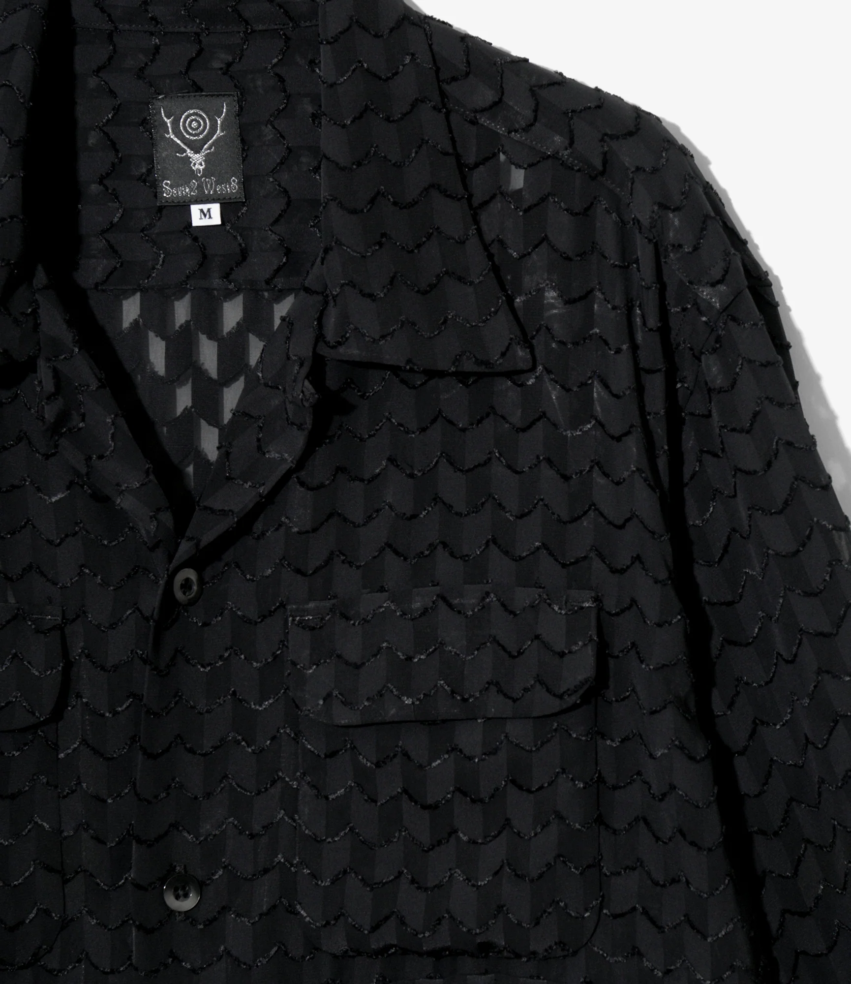 6 Pocket Shirt - Black - Poly Chiffon Cut Jq. - Image 2