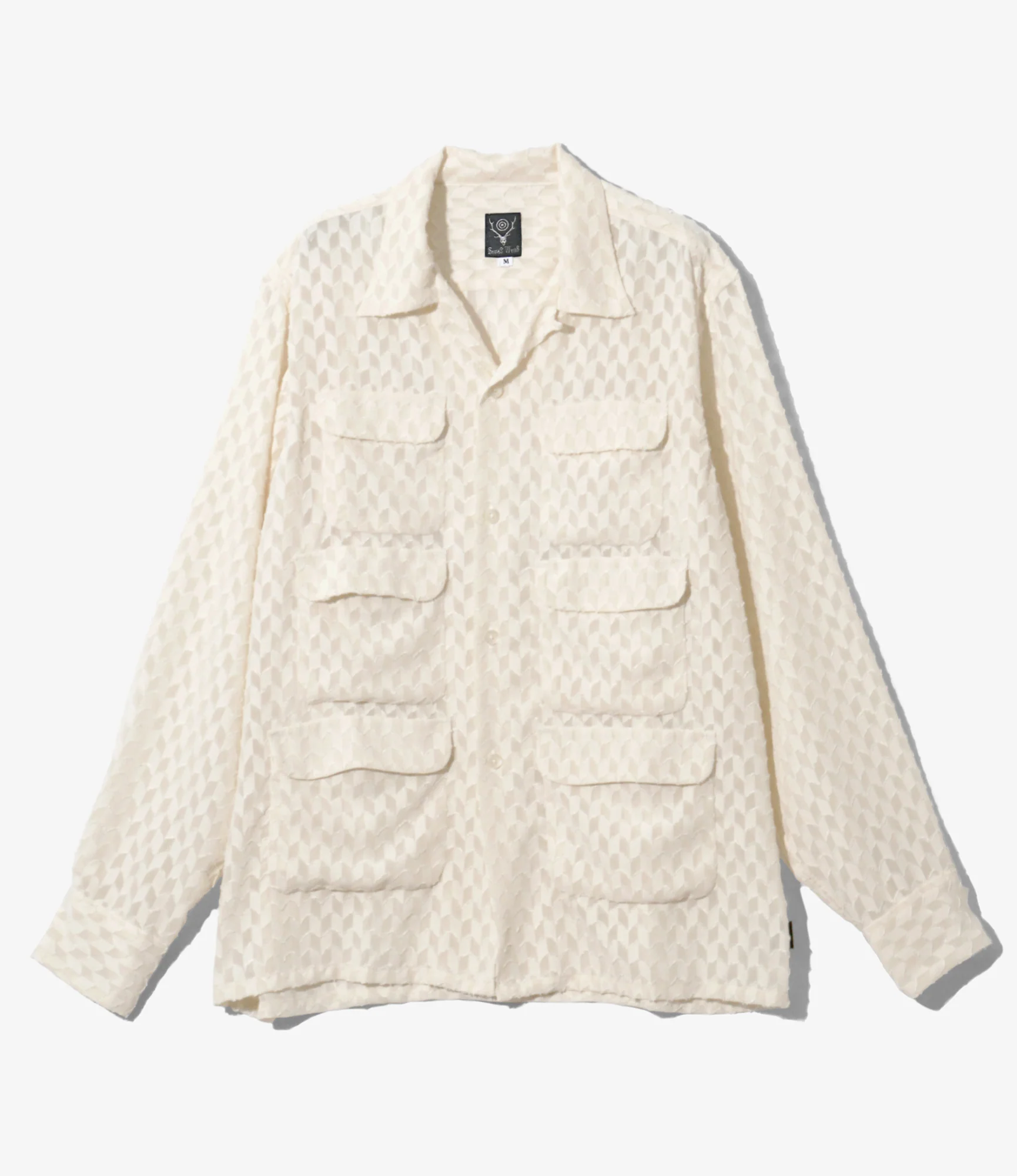 6 Pocket Shirt - Ivory - Poly Chiffon Cut Jq.