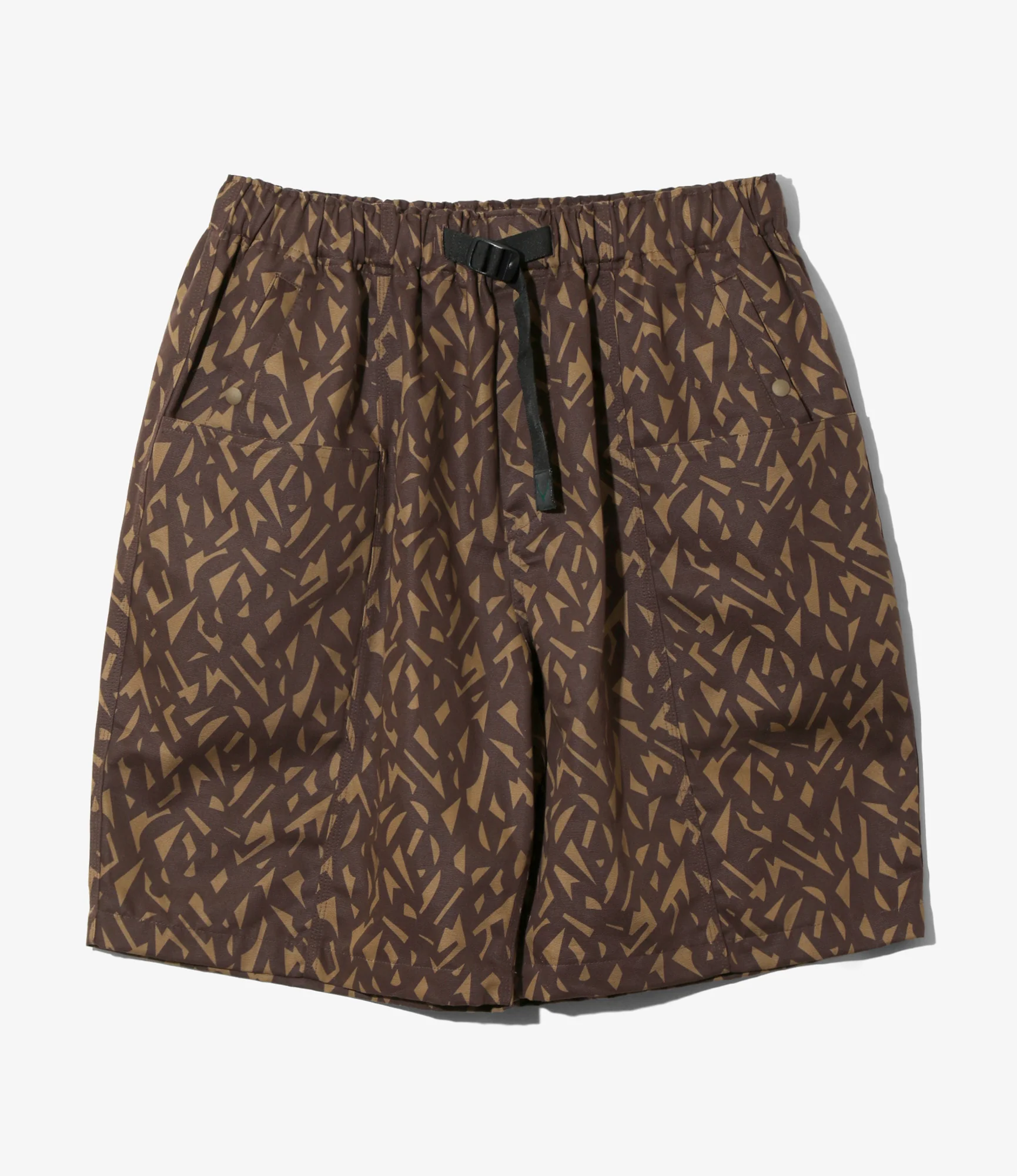 Belted C.S. Short - Brown - Cotton Grosgrain / Printed