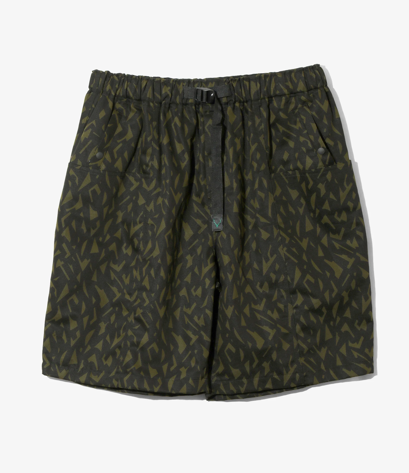 Belted C.S. Short - Olive - Cotton Grosgrain / Printed