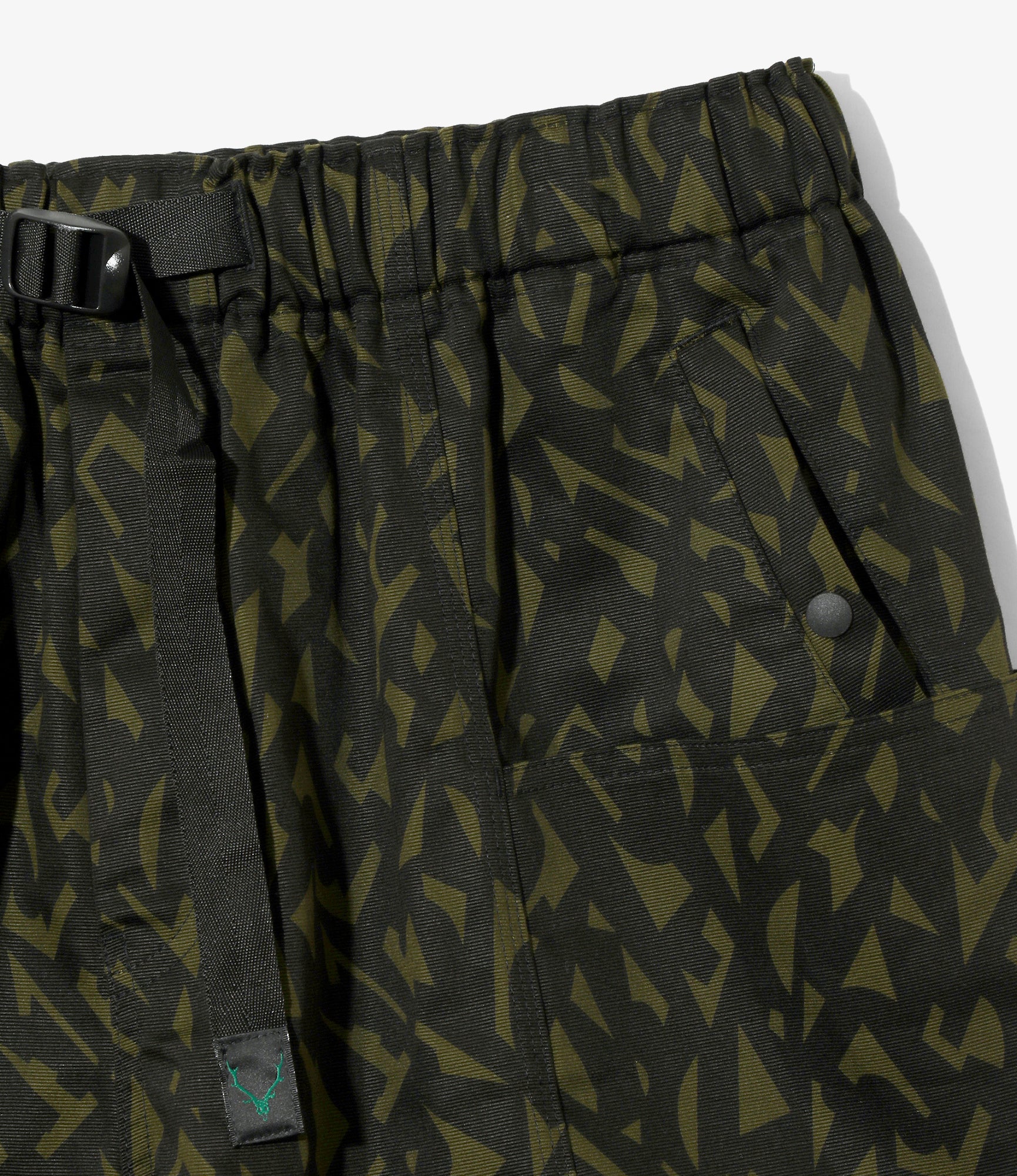 Belted C.S. Short - Olive - Cotton Grosgrain / Printed - Image 2