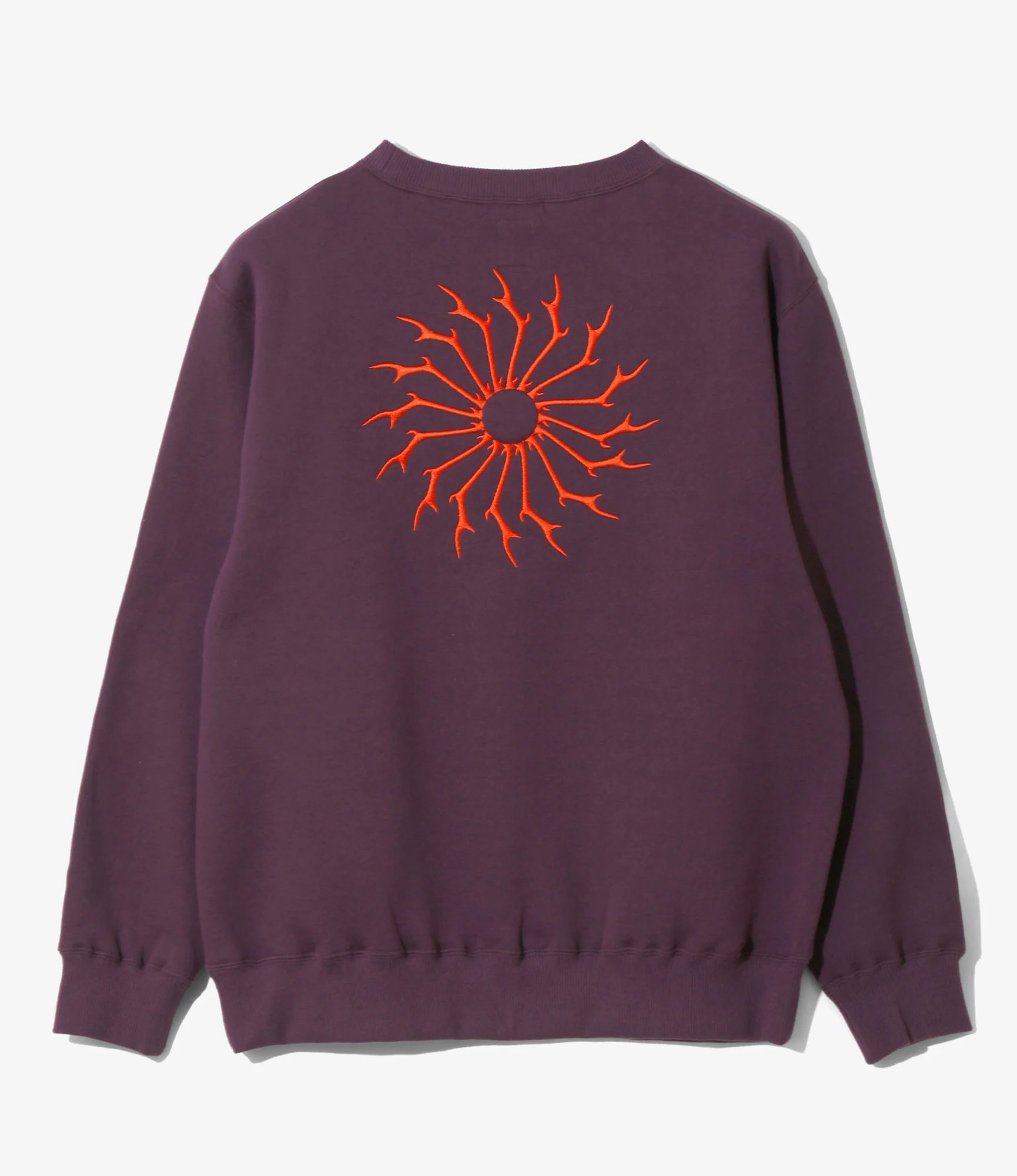 Crew Neck Sweat Shirt - Purple - Cotton French Terry - Image 3