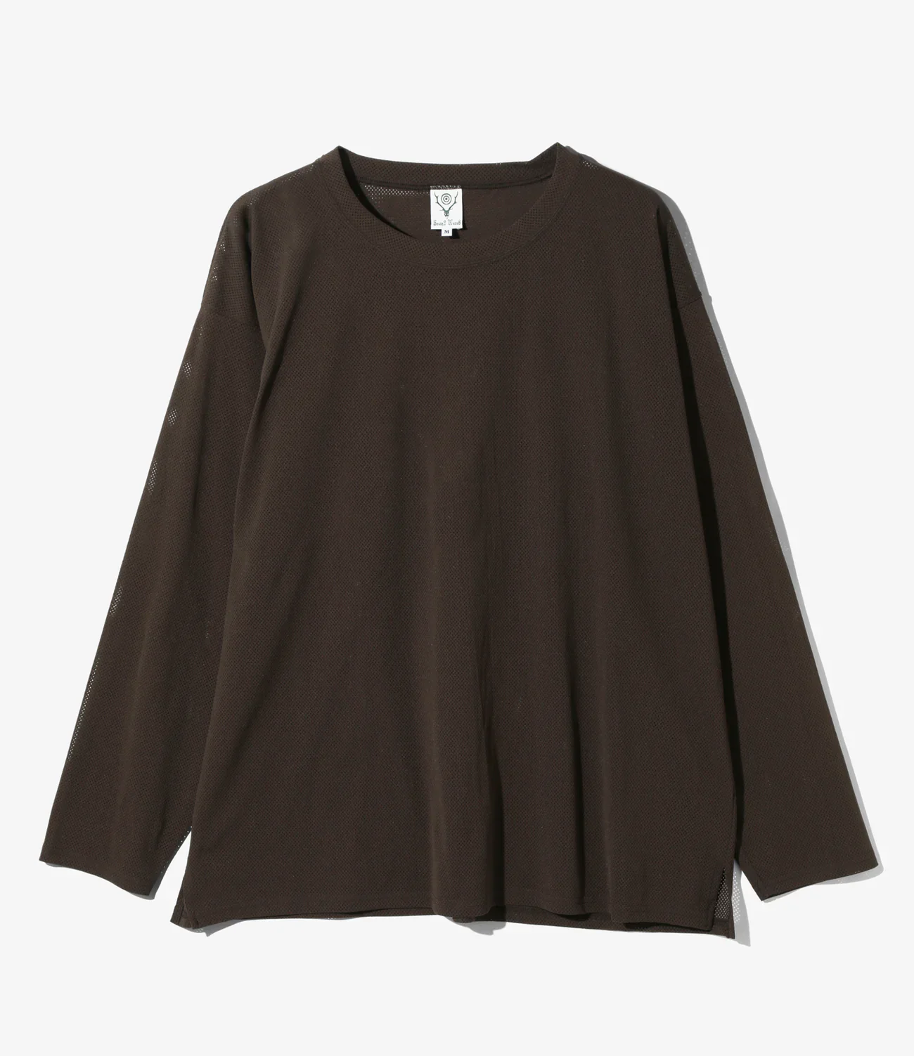L/S Crew Neck Shirt - Dk. Brown - Knit Mesh