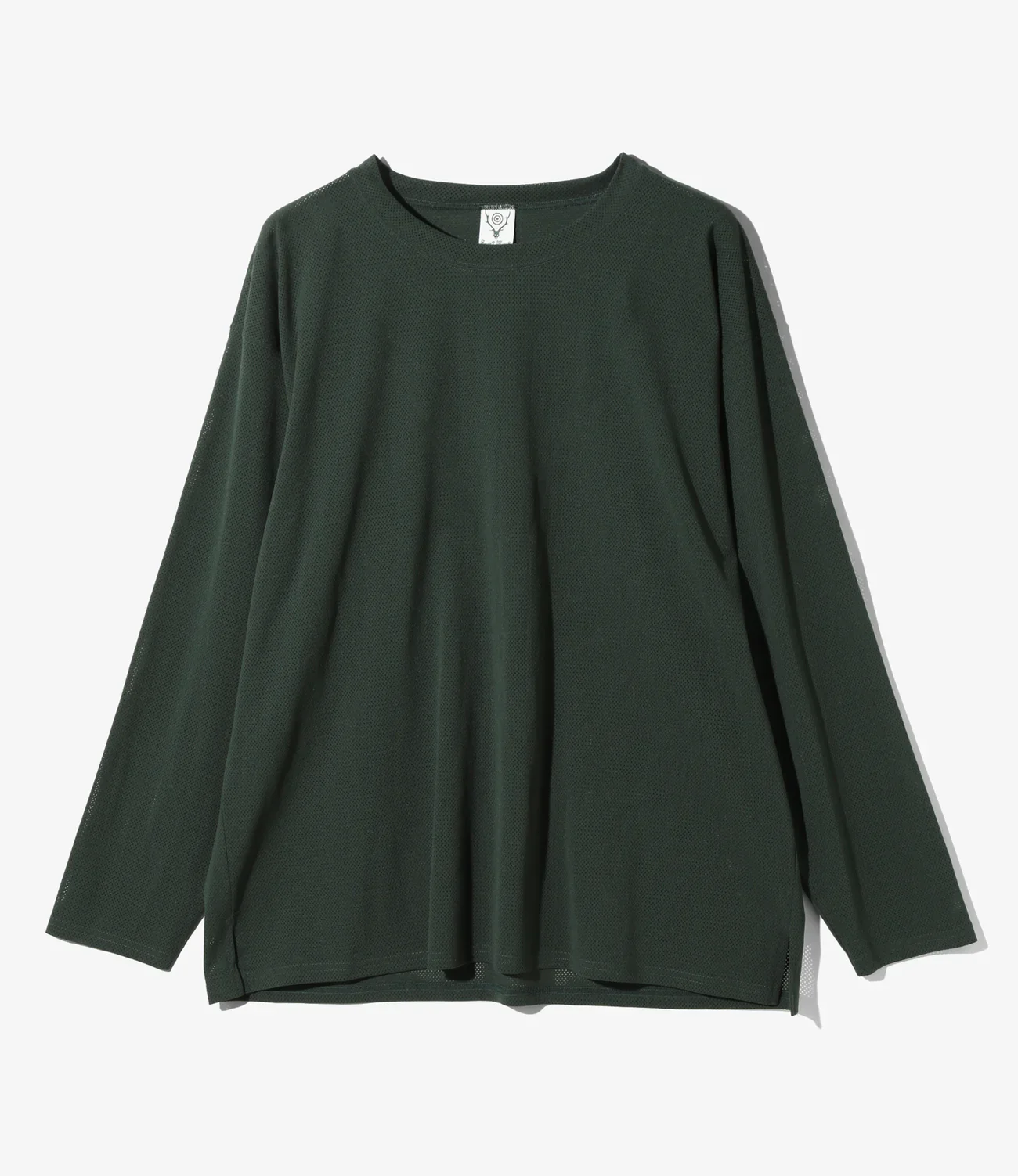 L/S Crew Neck Shirt - Dk. Green - Knit Mesh