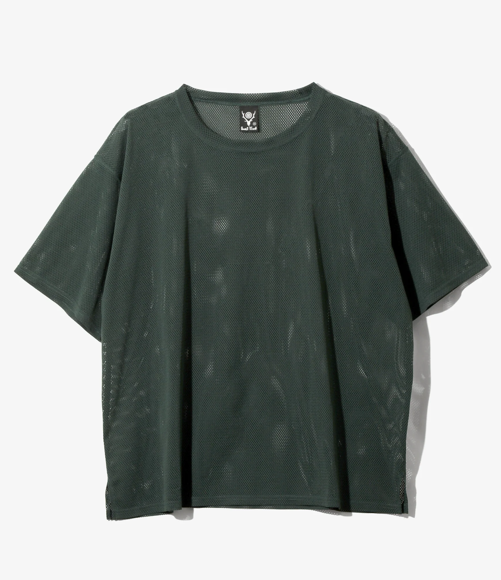 S/S Crew Neck Shirt - Dk. Green - Knit Mesh