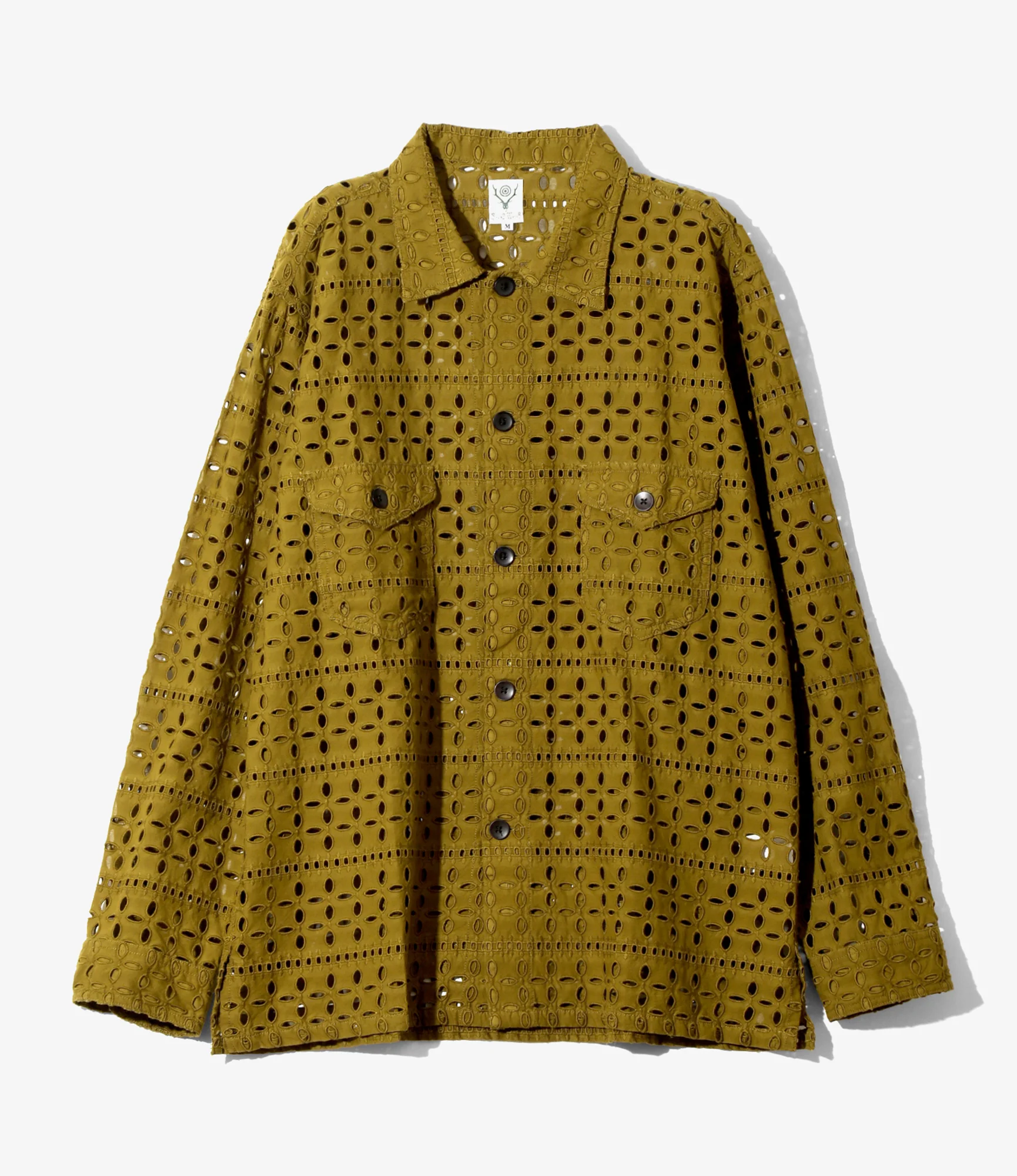 Smokey Shirt - Olive - Cutwork Embroidery