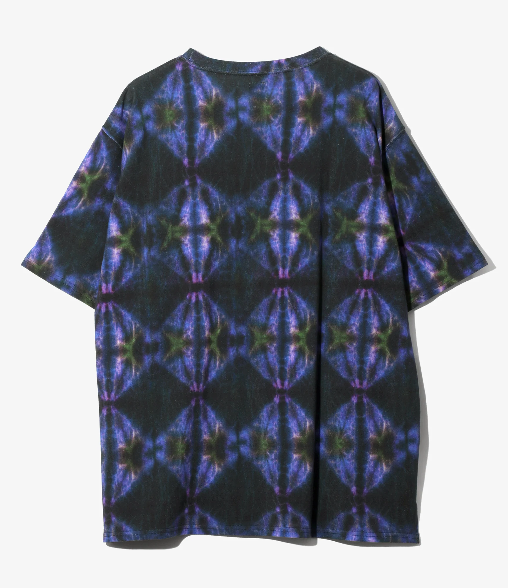 S/S Crew Neck Shirt - Blue - Cotton Pique / Tie-Dye Printed - Image 2
