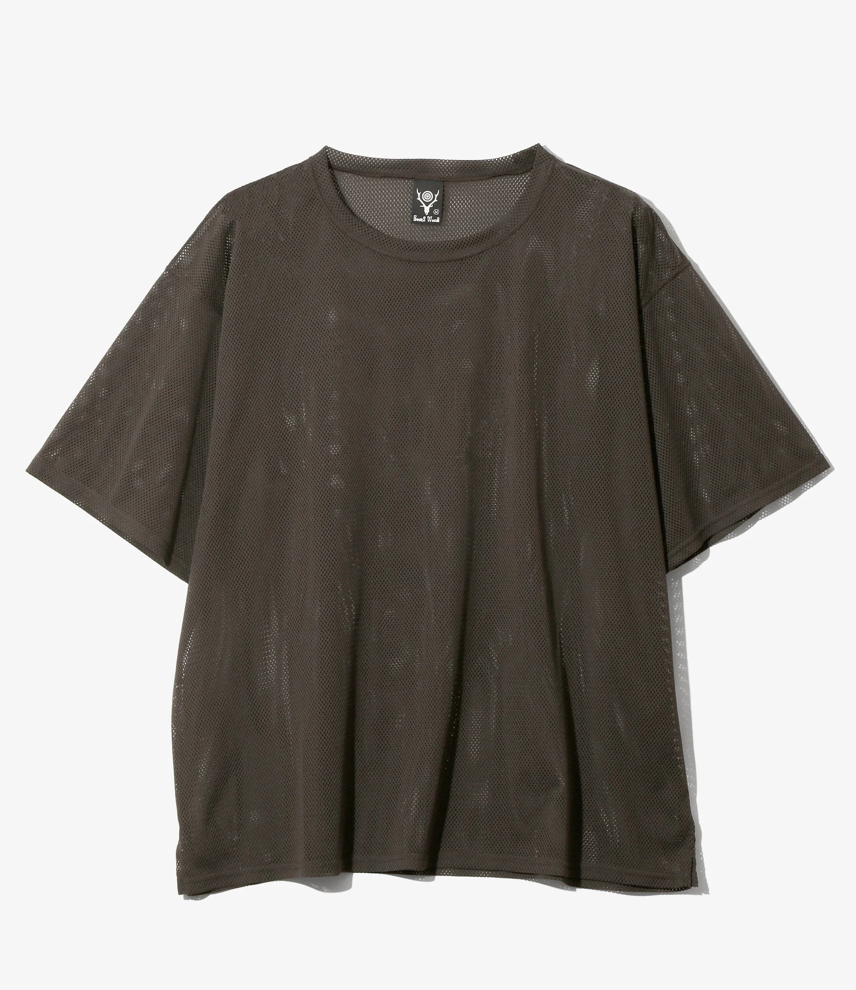 S/S Crew Neck Shirt - Dk. Brown - Knit Mesh