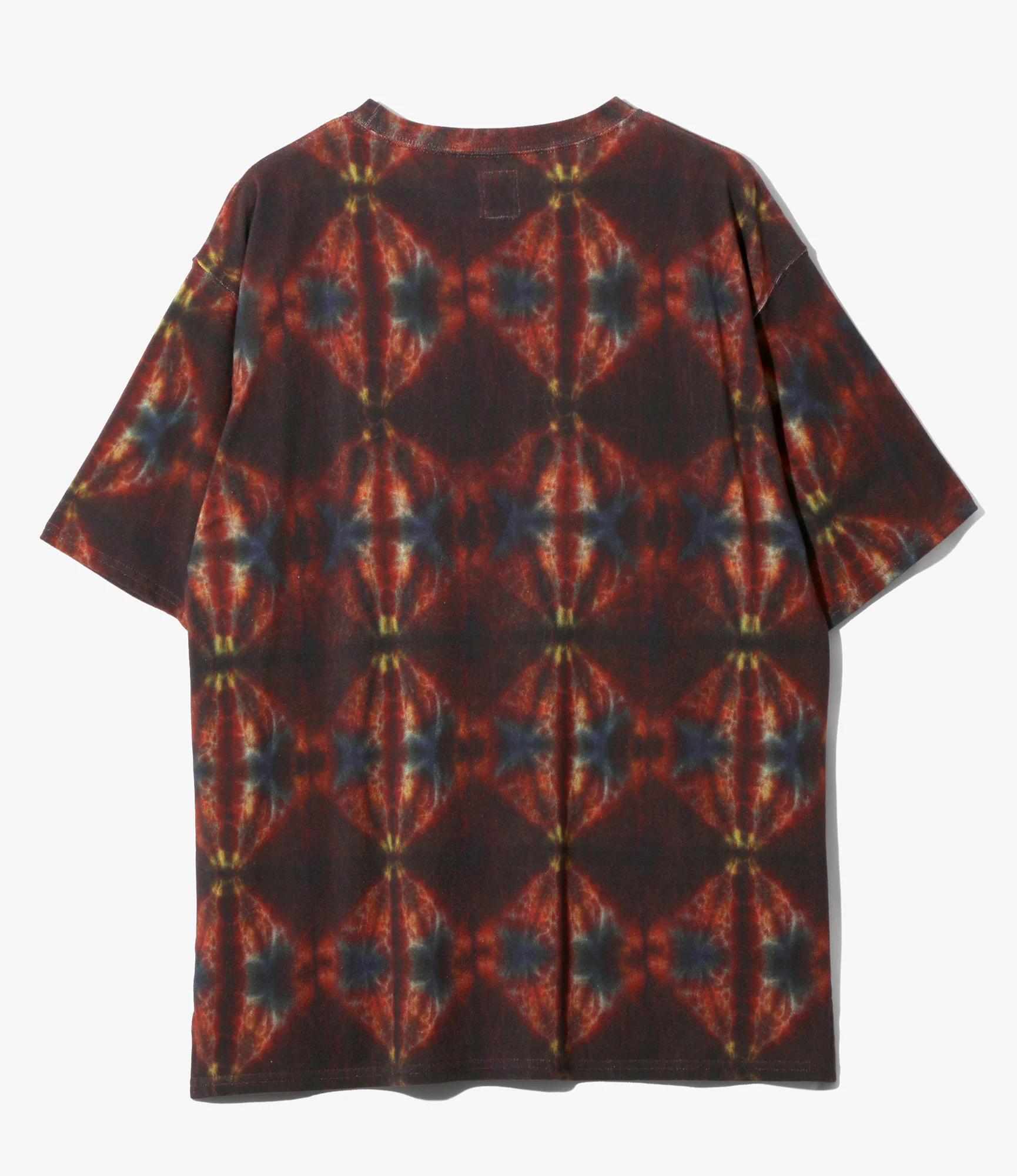 S/S Crew Neck Shirt - Red - Cotton Pique / Tie-Dye Printed - Image 2