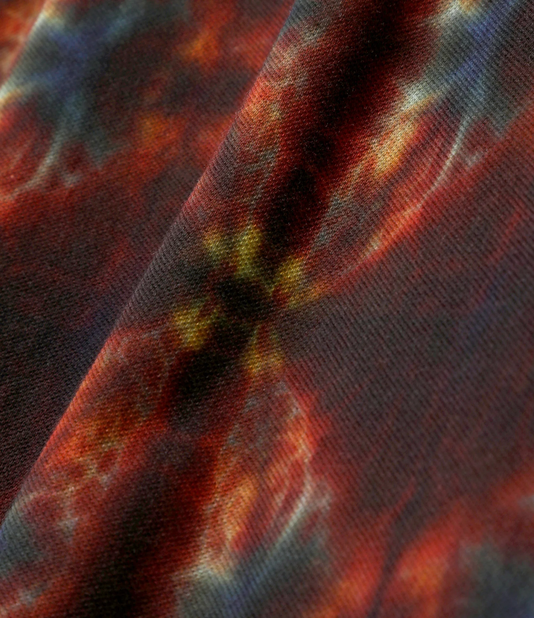 S/S Crew Neck Shirt - Red - Cotton Pique / Tie-Dye Printed - Image 3