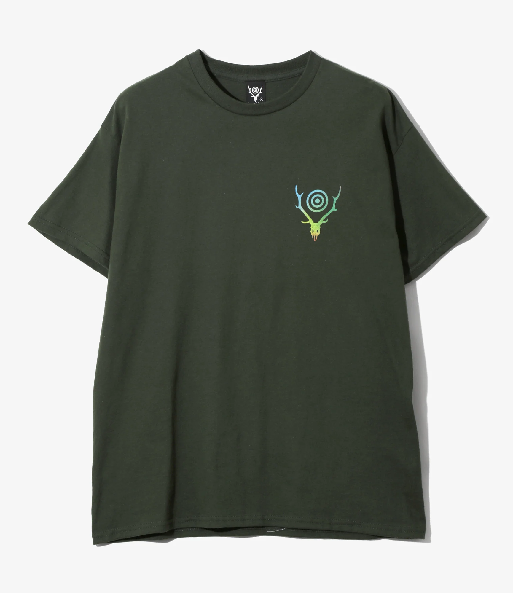 S/S Crew Neck Tee - Dk.Green - Skull & Target Gradation