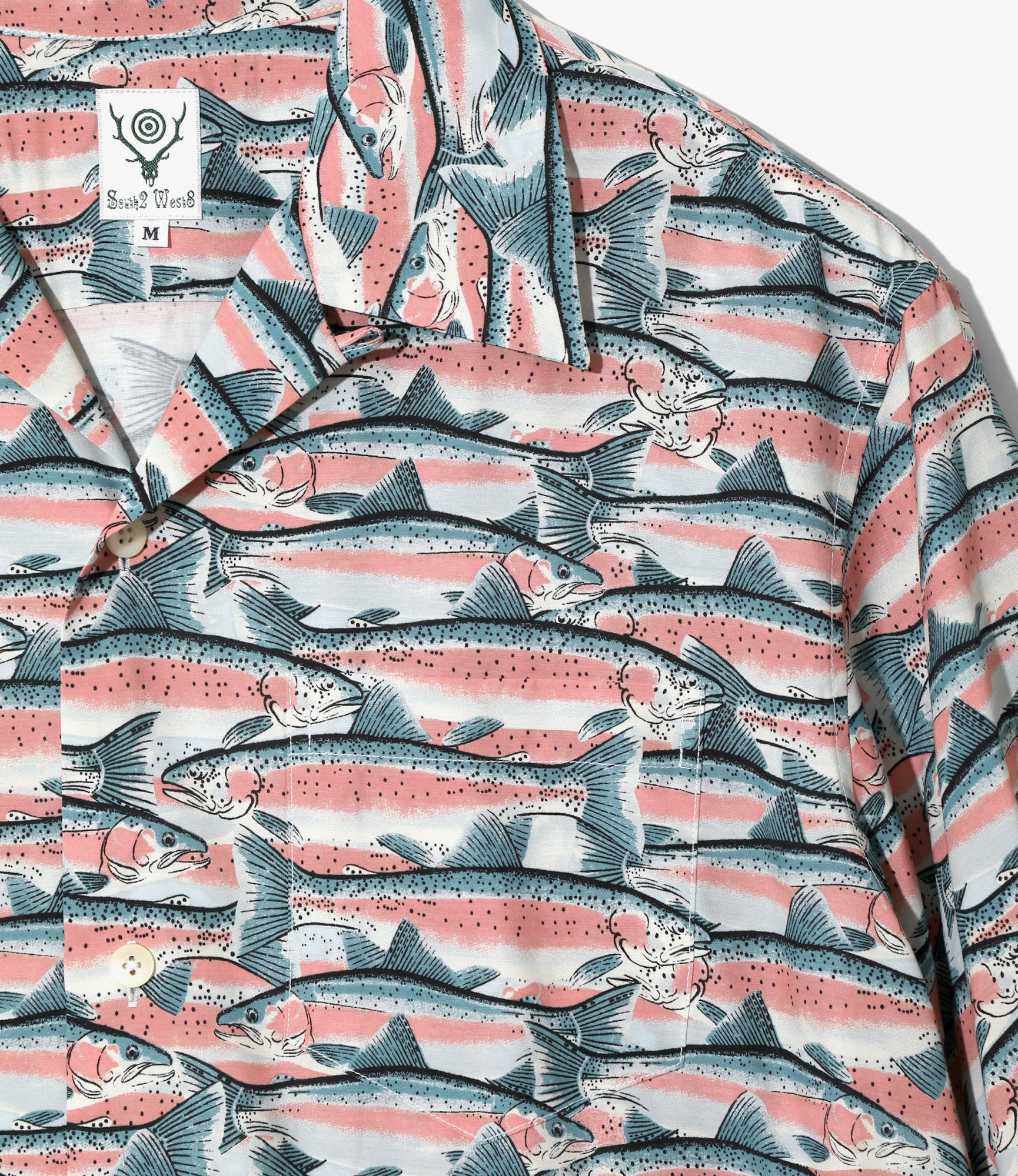 S/S Open Collar Shirt - Blue - Trout - Image 2