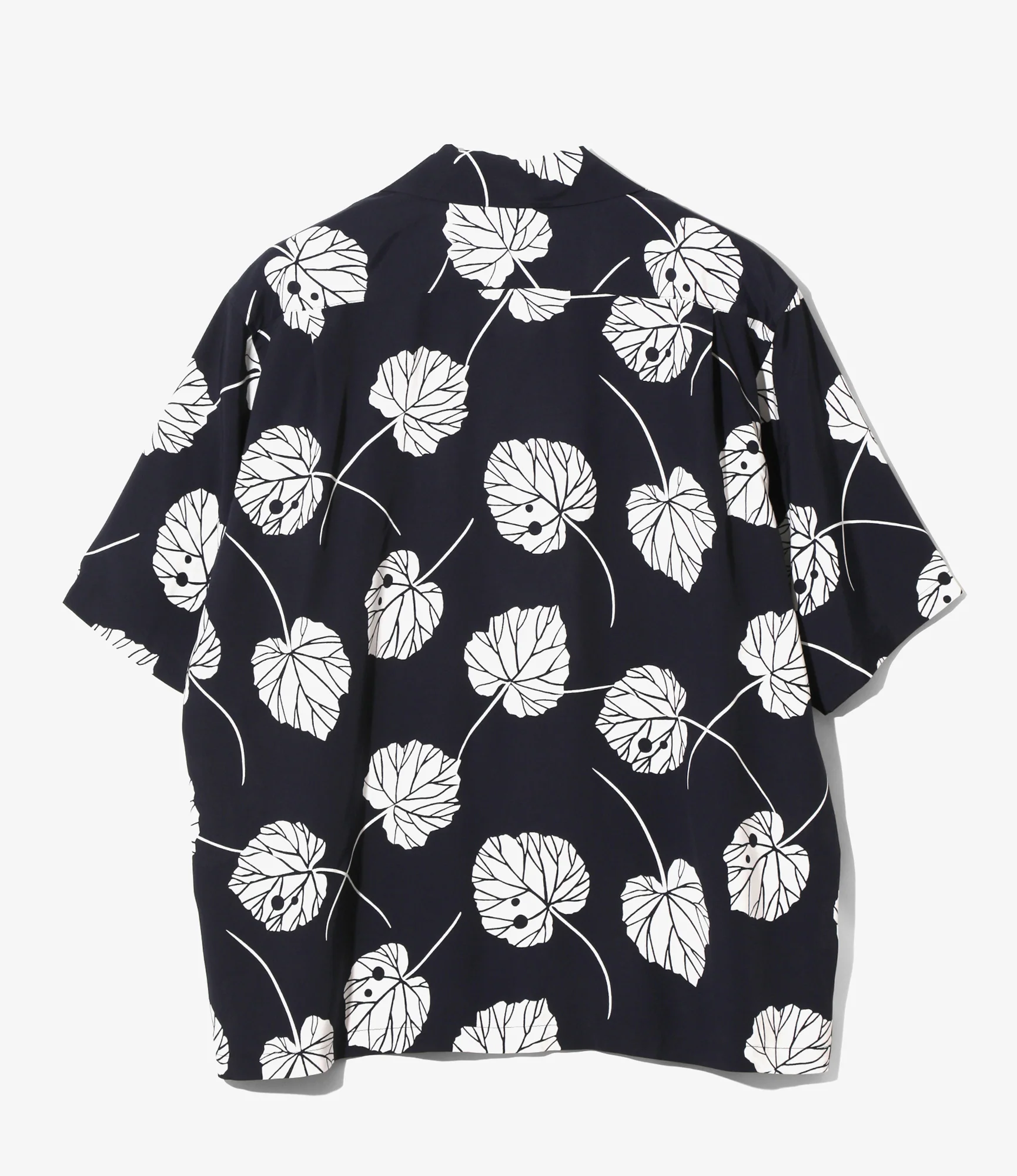 S/S Open Collar Shirt - Navy - Leaf - Image 3