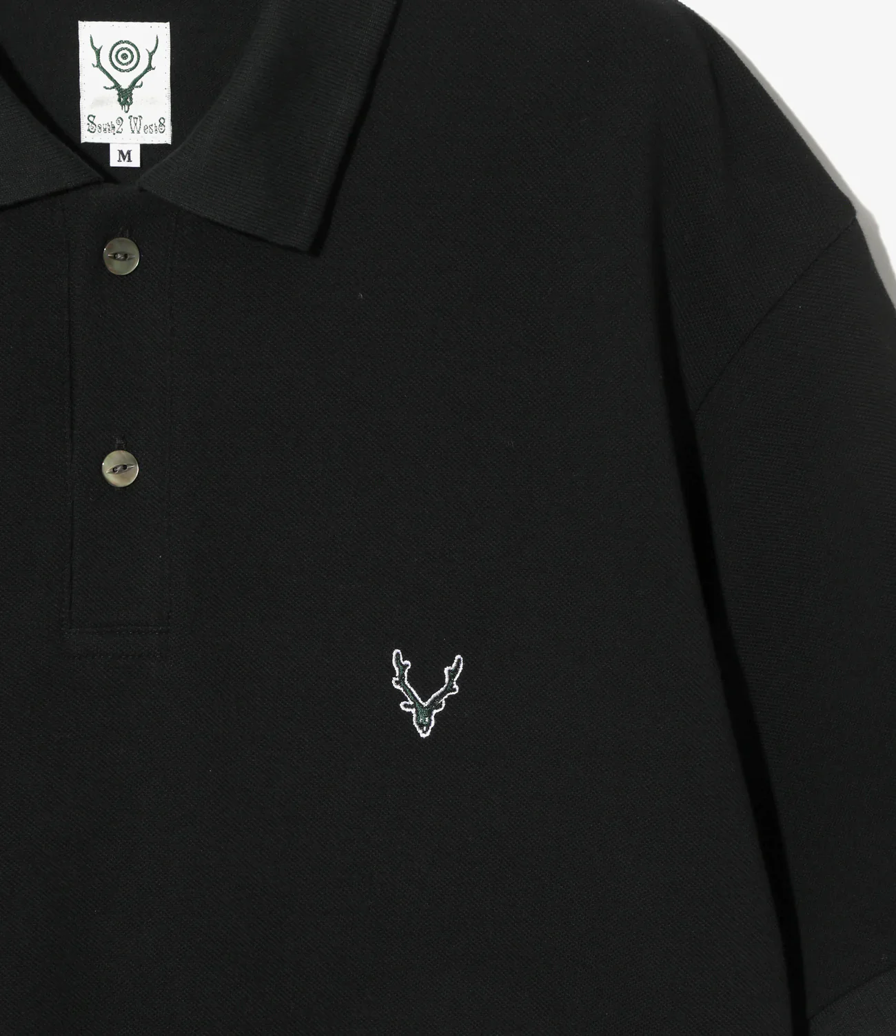 S/S Polo Shirt - Black - Cotton Pique - Image 2
