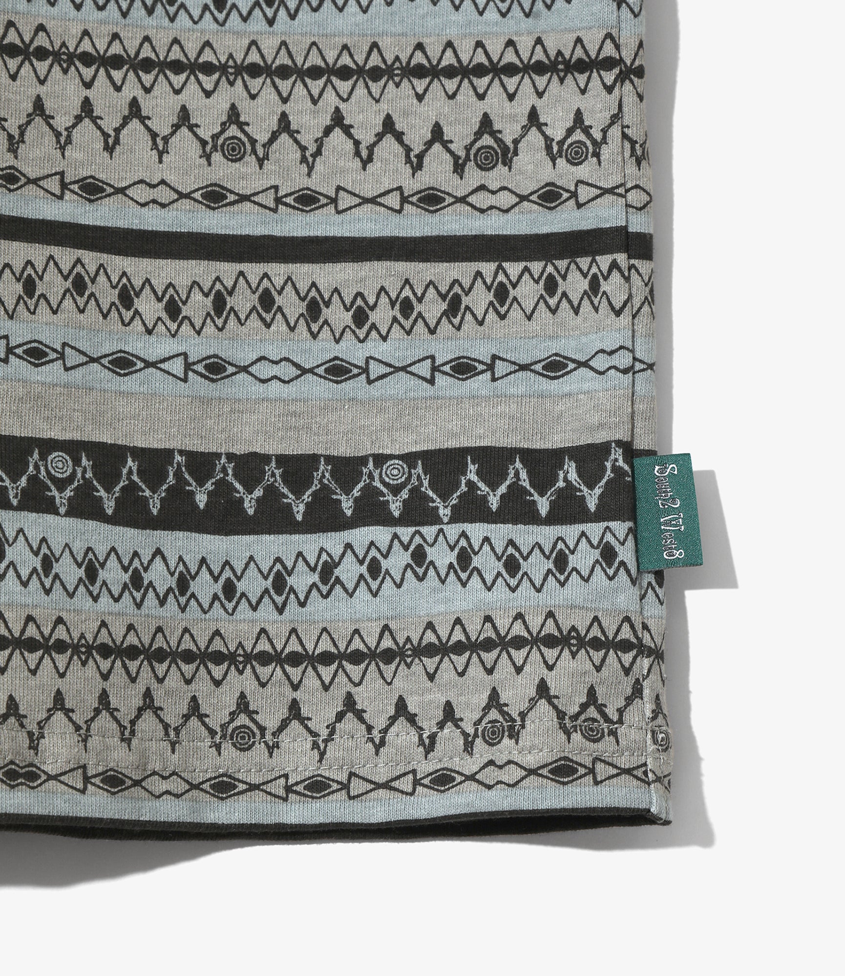 S/S Polo Shirt - Grey - Cotton Jersey / Stripe Printed - Image 3