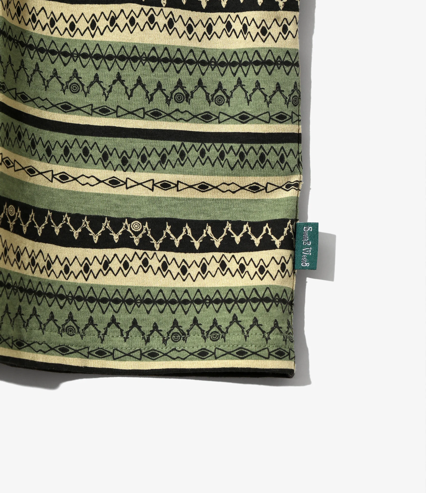 S/S Polo Shirt - Olive - Cotton Jersey / Stripe Printed - Image 3