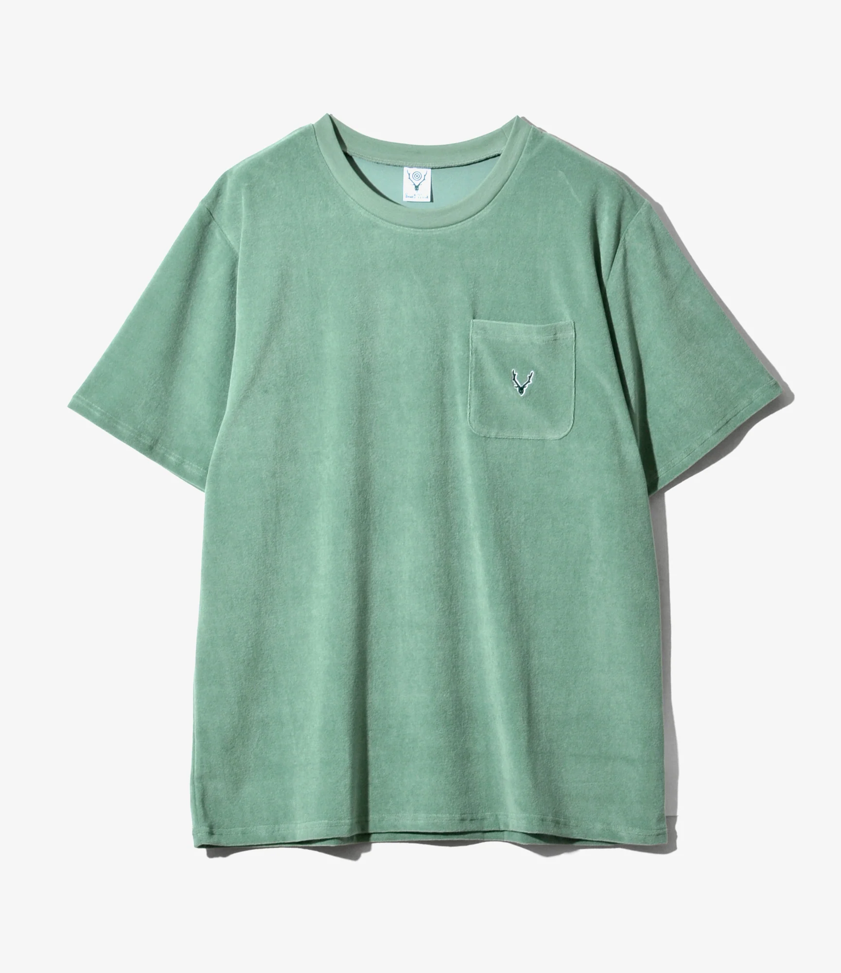 S/S Round Pocket Tee - Green - C/Pe Pile