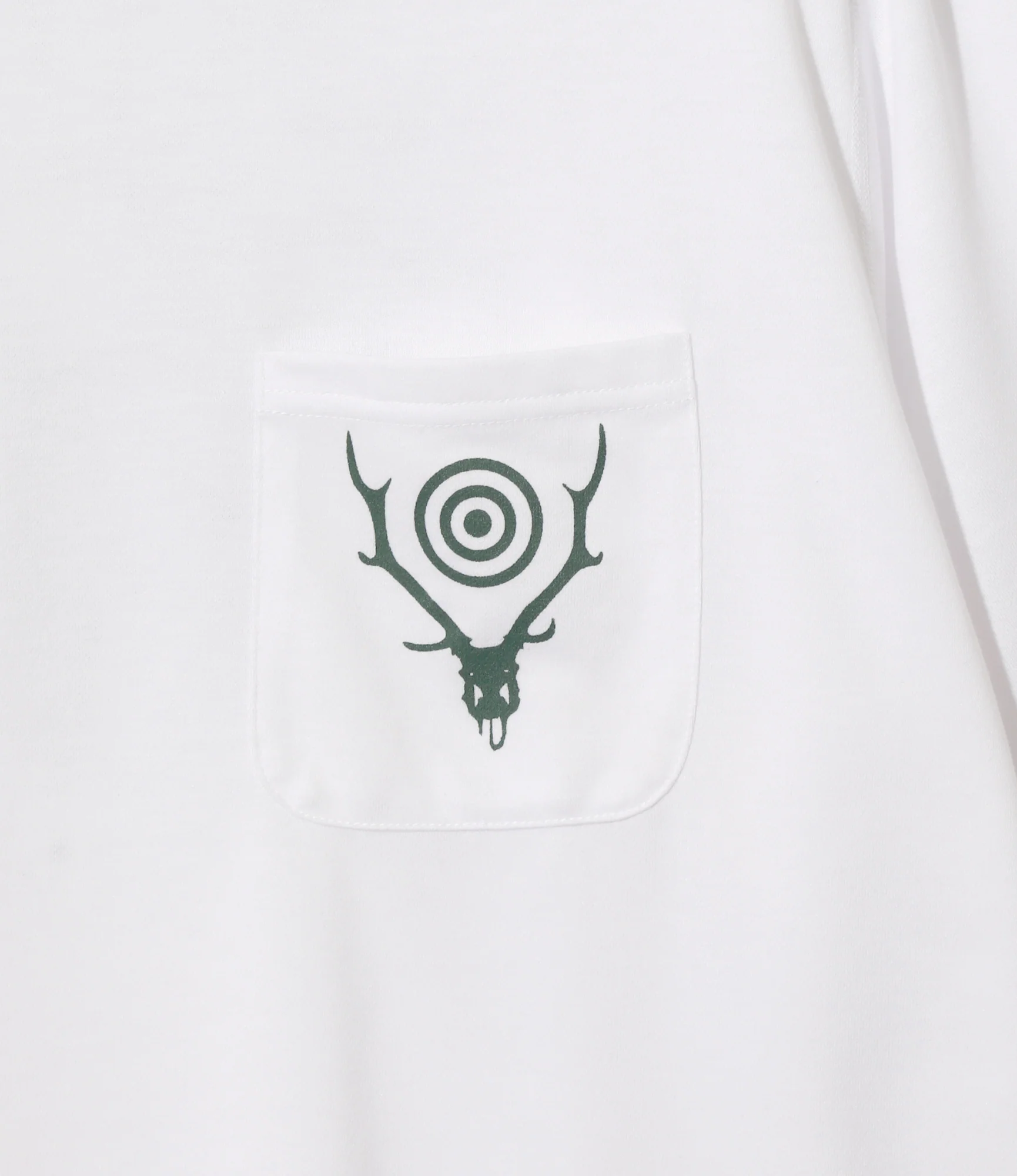 S/S Round Pocket Tee - White - Circle Horn - Image 2