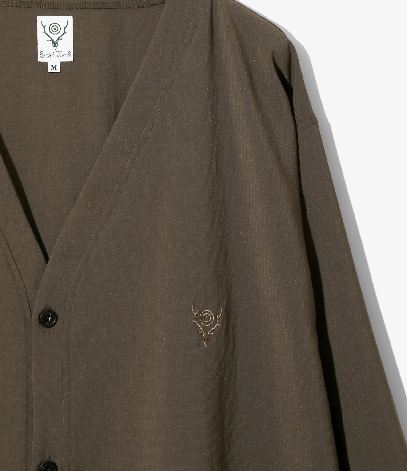 V-Neck Cardigan - Brown - Poly Oxford - Image 2