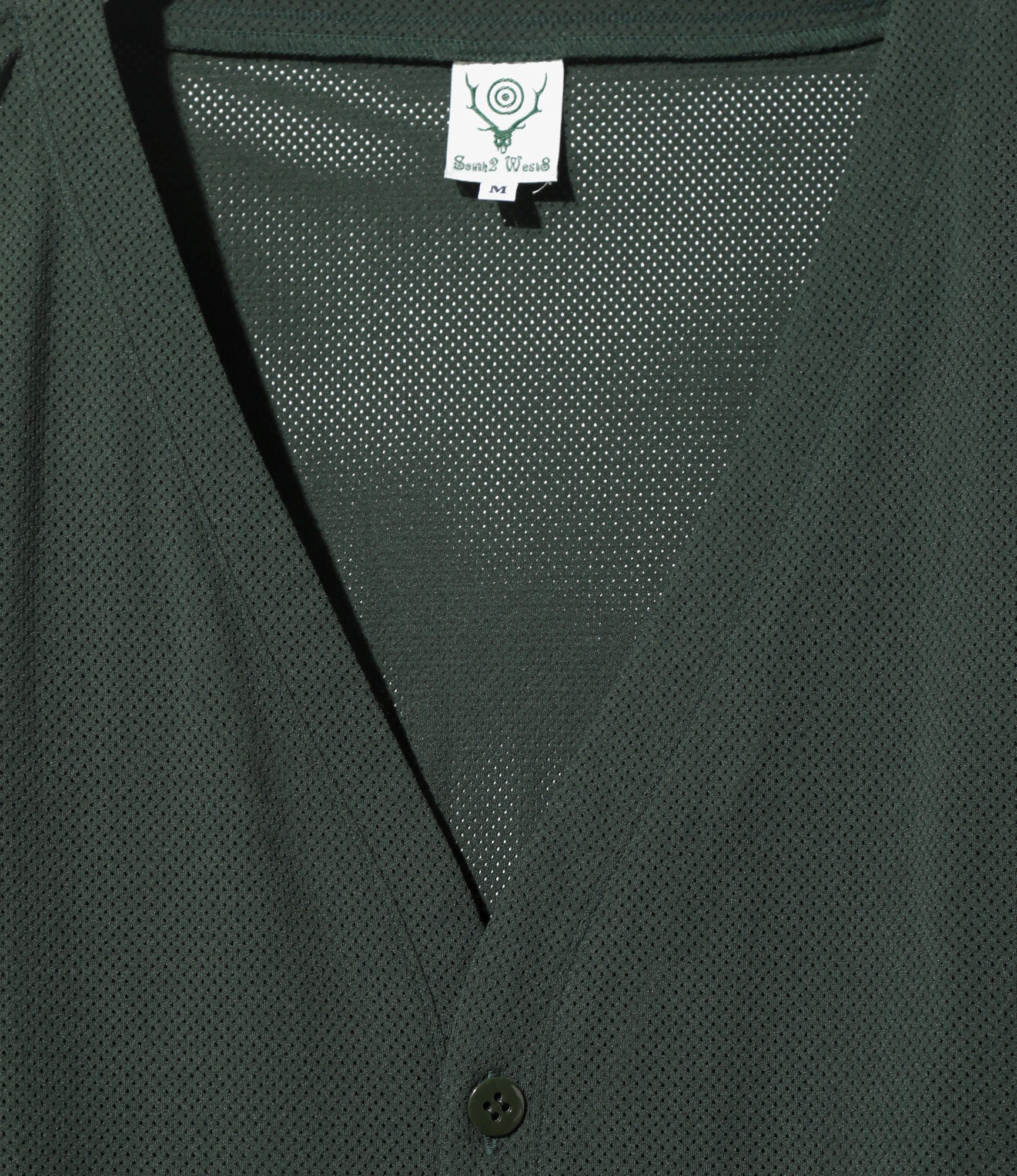 V-Neck Cardigan - Dk. Green - Knit Mesh - Image 2