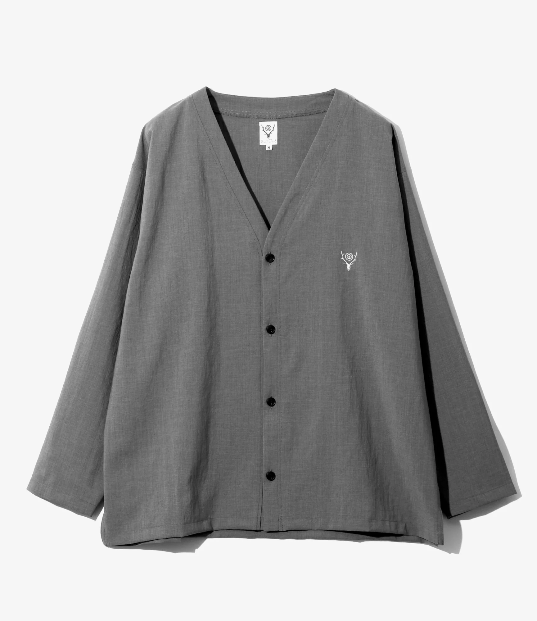 V-Neck Cardigan - Grey - Poly Oxford