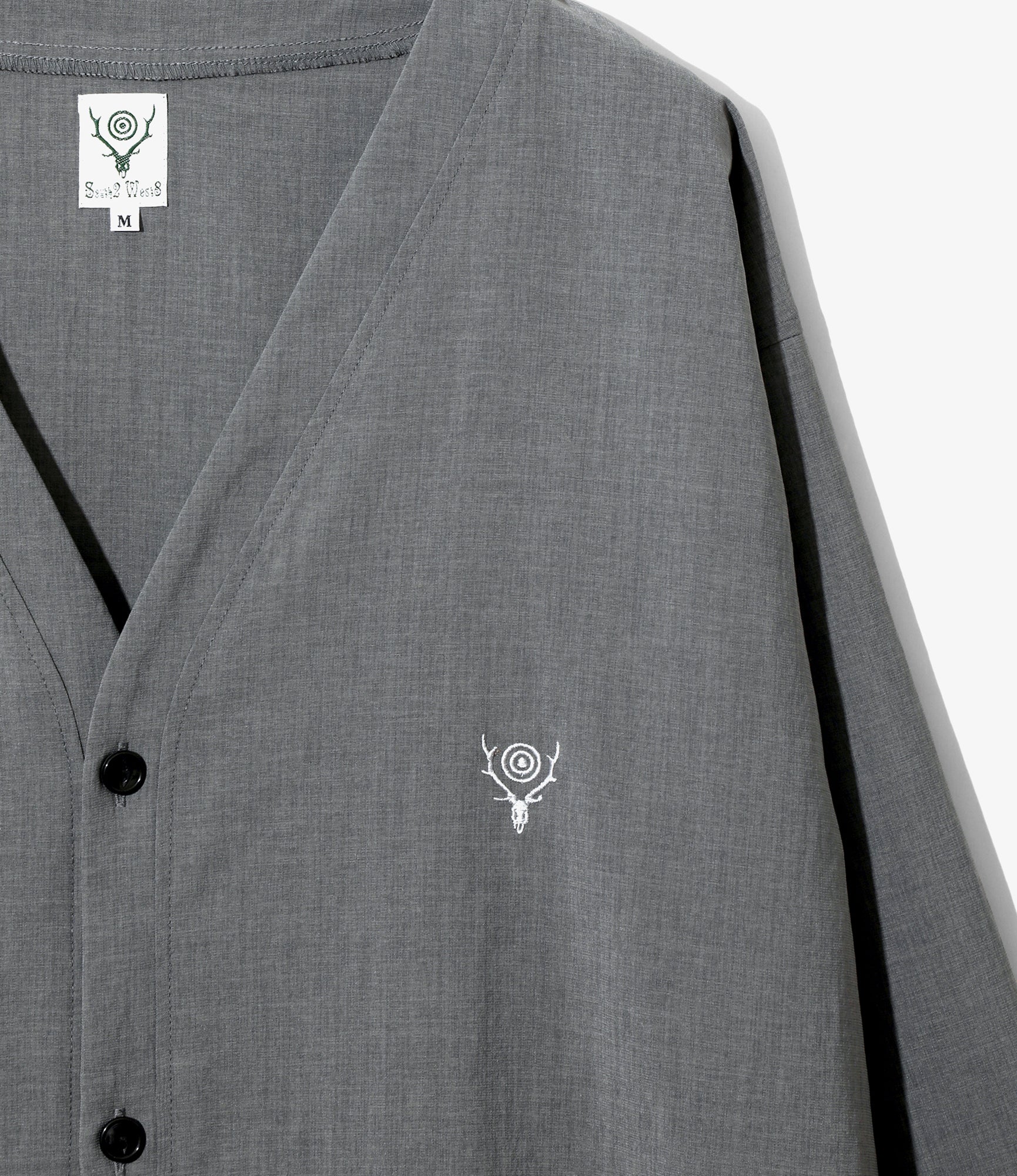 V-Neck Cardigan - Grey - Poly Oxford - Image 2